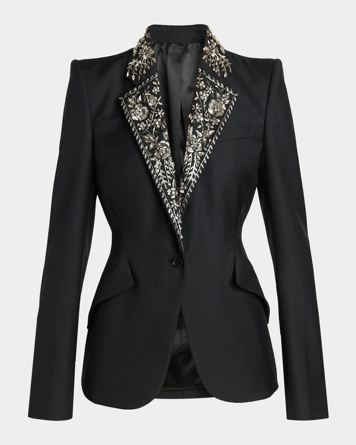 McQueen Beaded Lapel Single-Breasted Jacket