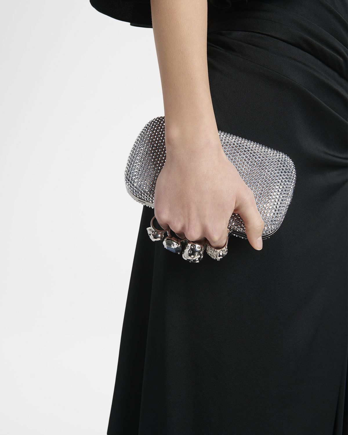 McQueen Embellished Skull Leather Clutch