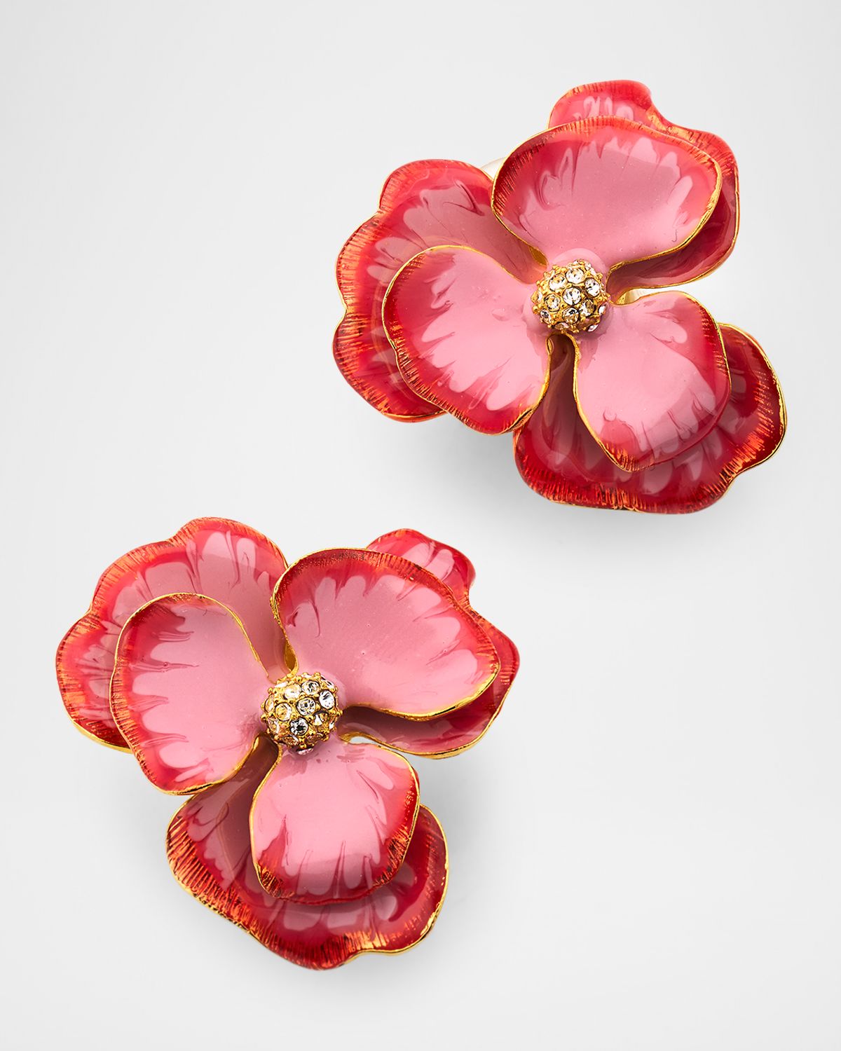 Golconda by Kenneth Jay Lane Crystal Center Flower Clip Earrings