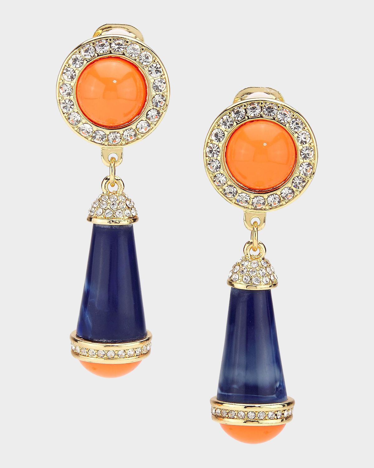 Golconda by Kenneth Jay Lane Golden Crystal Drop Clip Earrings