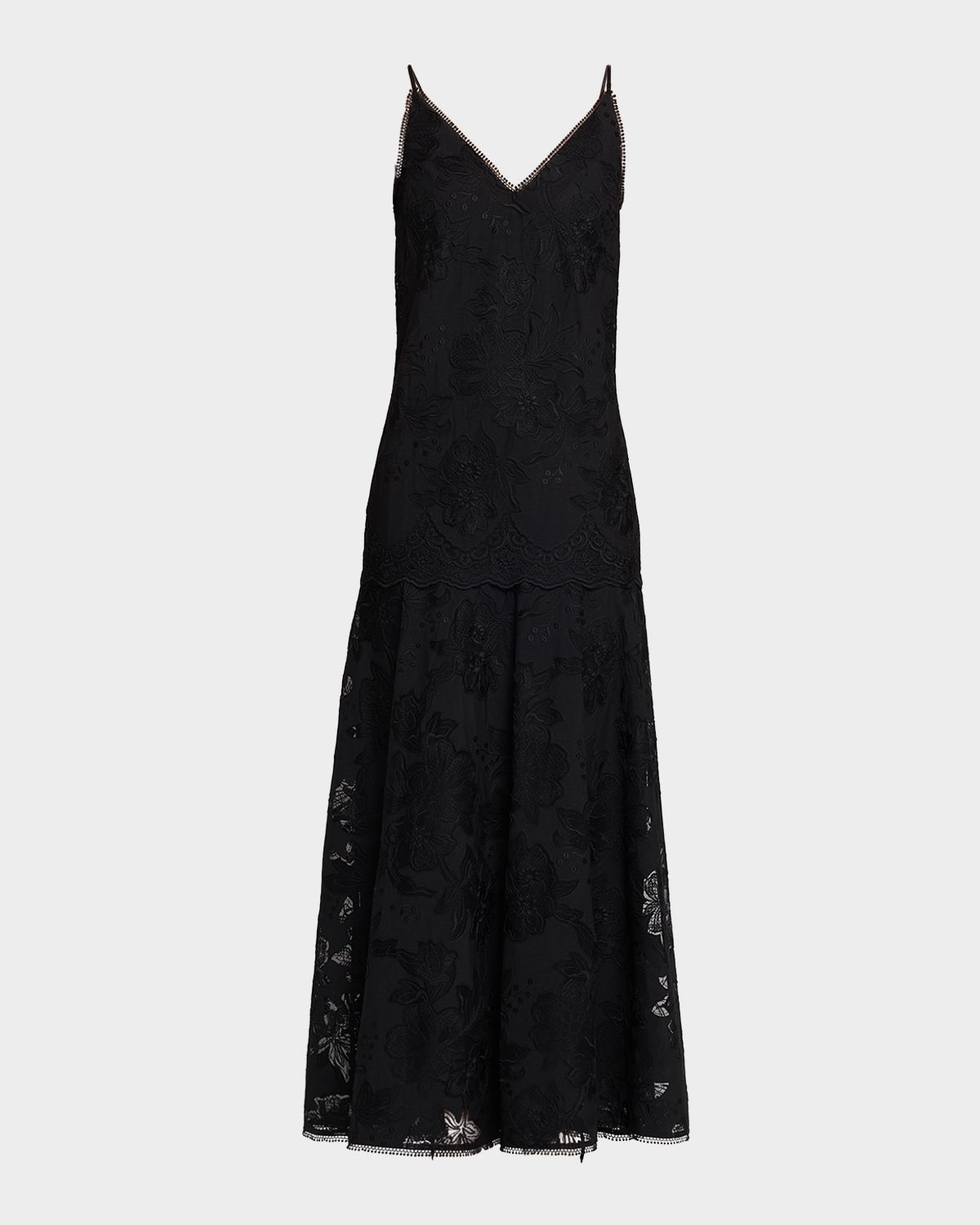 Kobi Halperin Robbie Embroidered Lace-Trim Maxi Dress