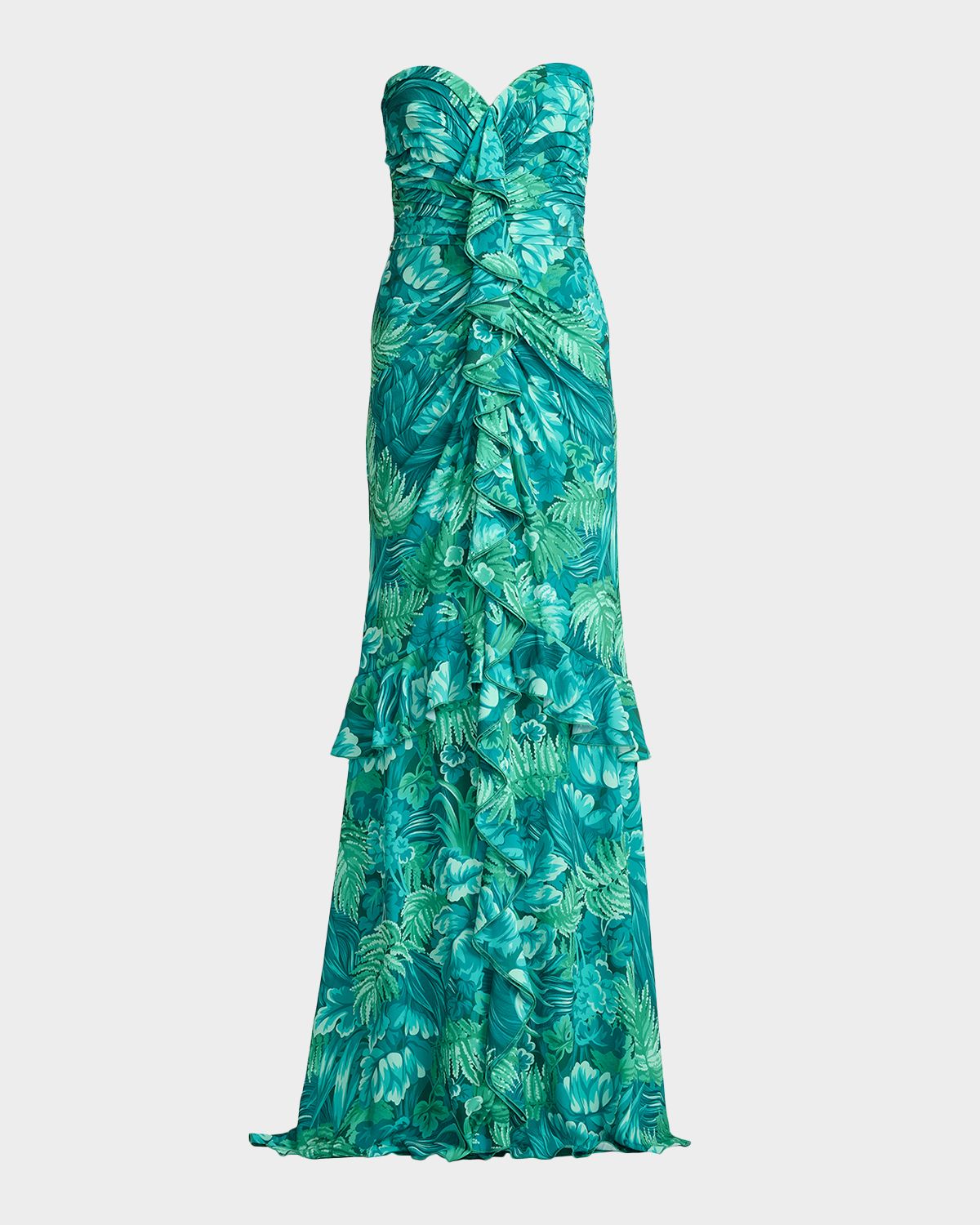Tadashi Shoji Strapless Botanical-Print Ruffle Gown | Thumbnail 7 Tadashi Shoji Strapless Botanical-Print Ruffle Gown | Thumbnail 7