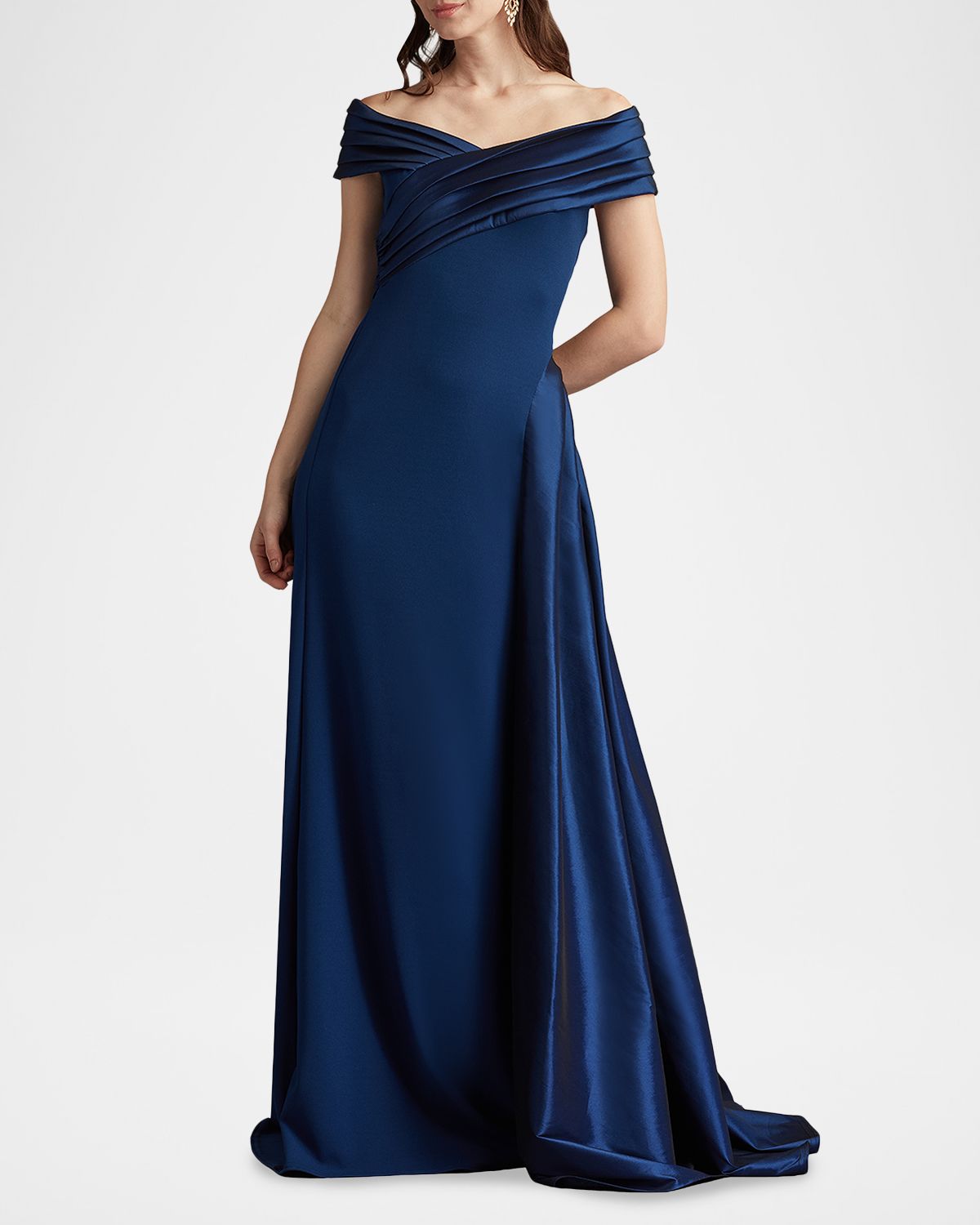 Tadashi Shoji Off-Shoulder Draped Crepe Gown | Thumbnail 5