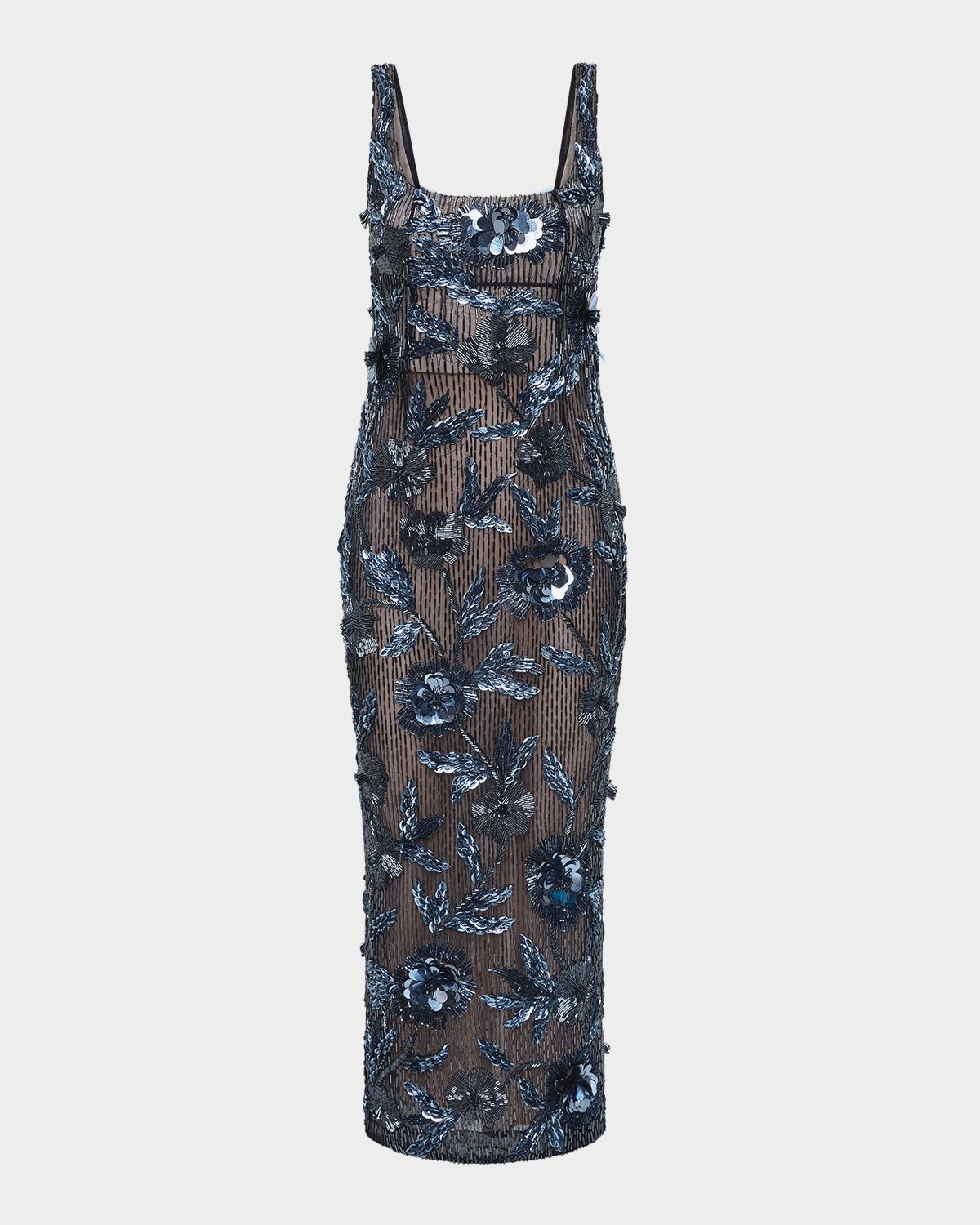 Rachel Gilbert Pierre Strap Beaded Column Midi Dress