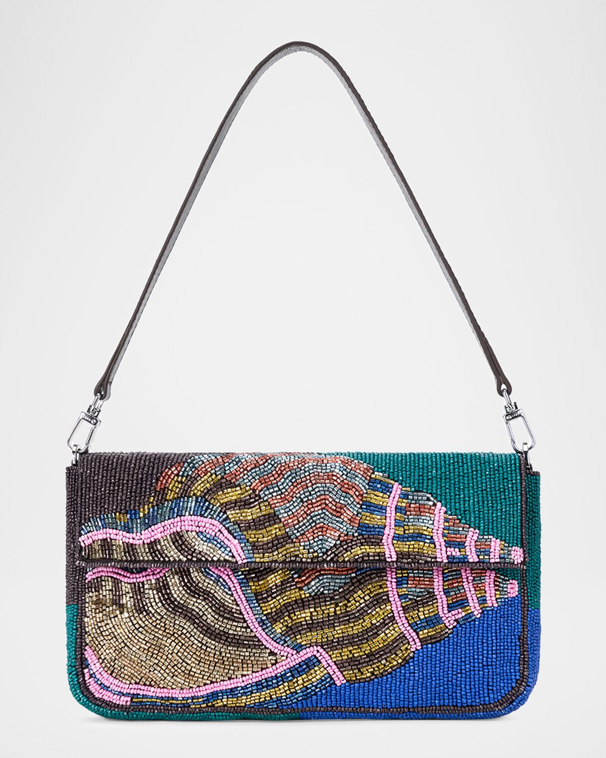 STAUD Timmy Seashell Beaded Shoulder Bag