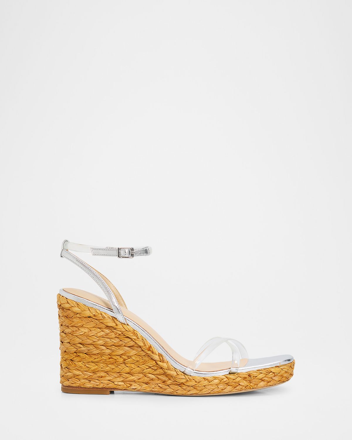L 'Agence 110mm Malone Metallic Leather Espadrille Wedge Sandals