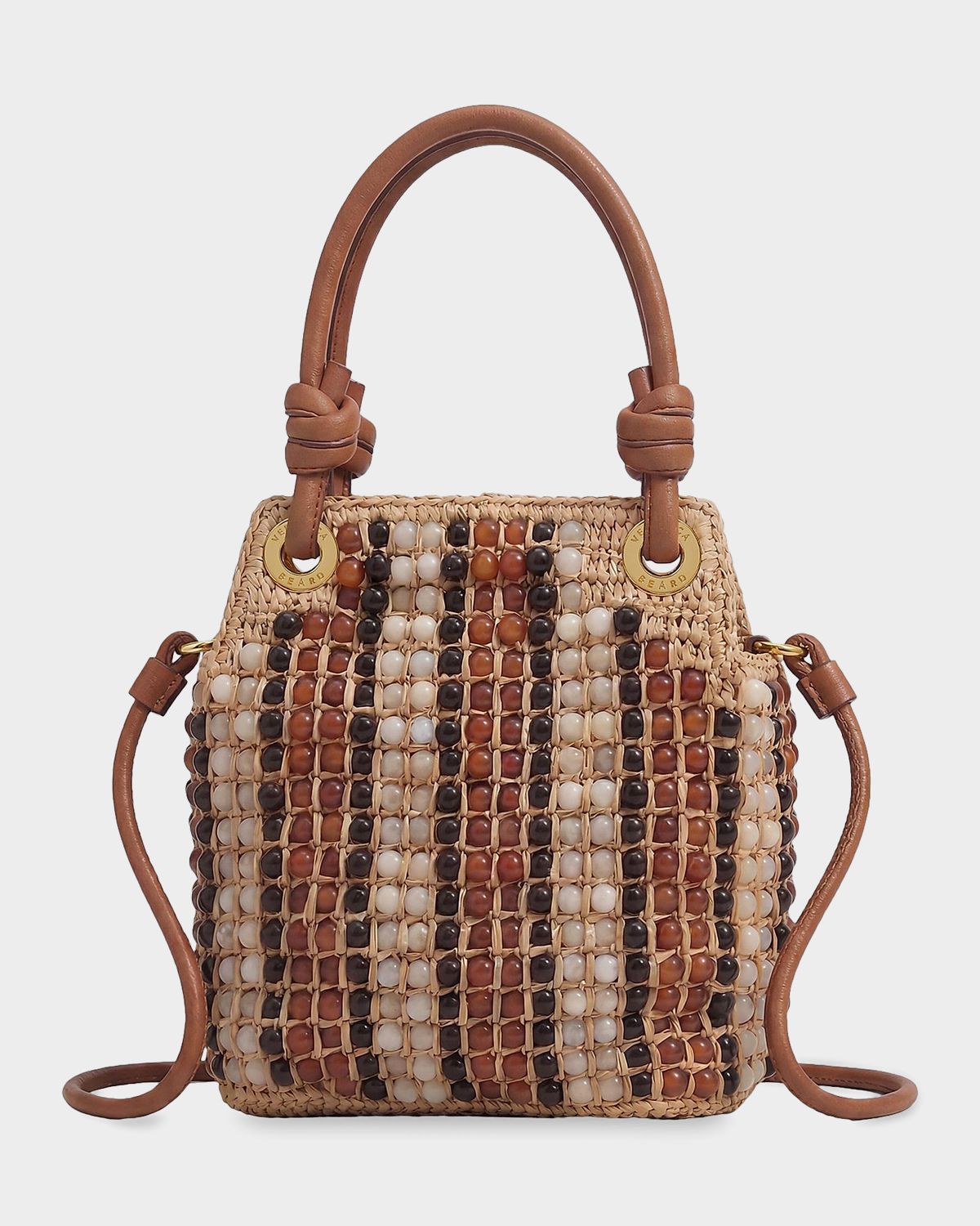 Veronica Beard Slouch Small Beaded Raffia Top-Handle Bag