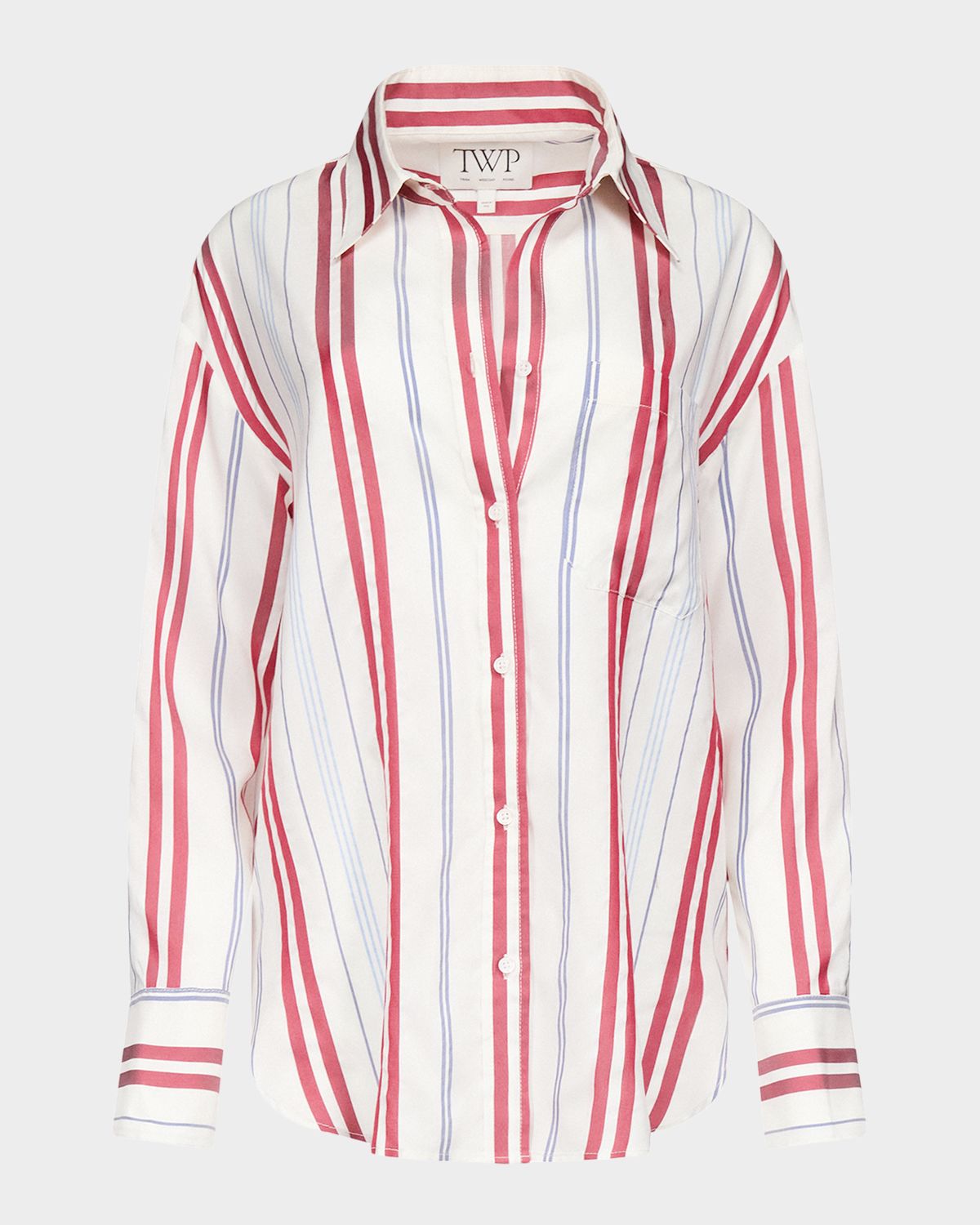 TWP Big Joe Striped Silk Button-Front Shirt