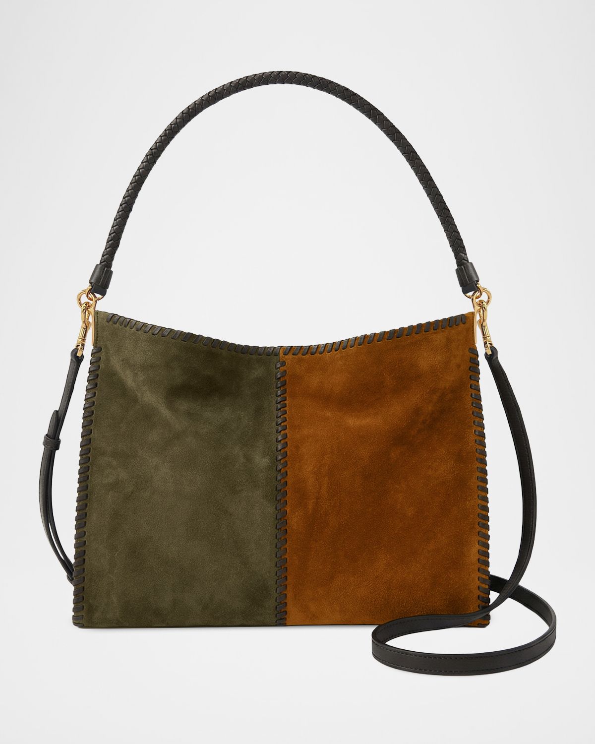 Veronica Beard Vida Colorblock Suede Shoulder Bag
