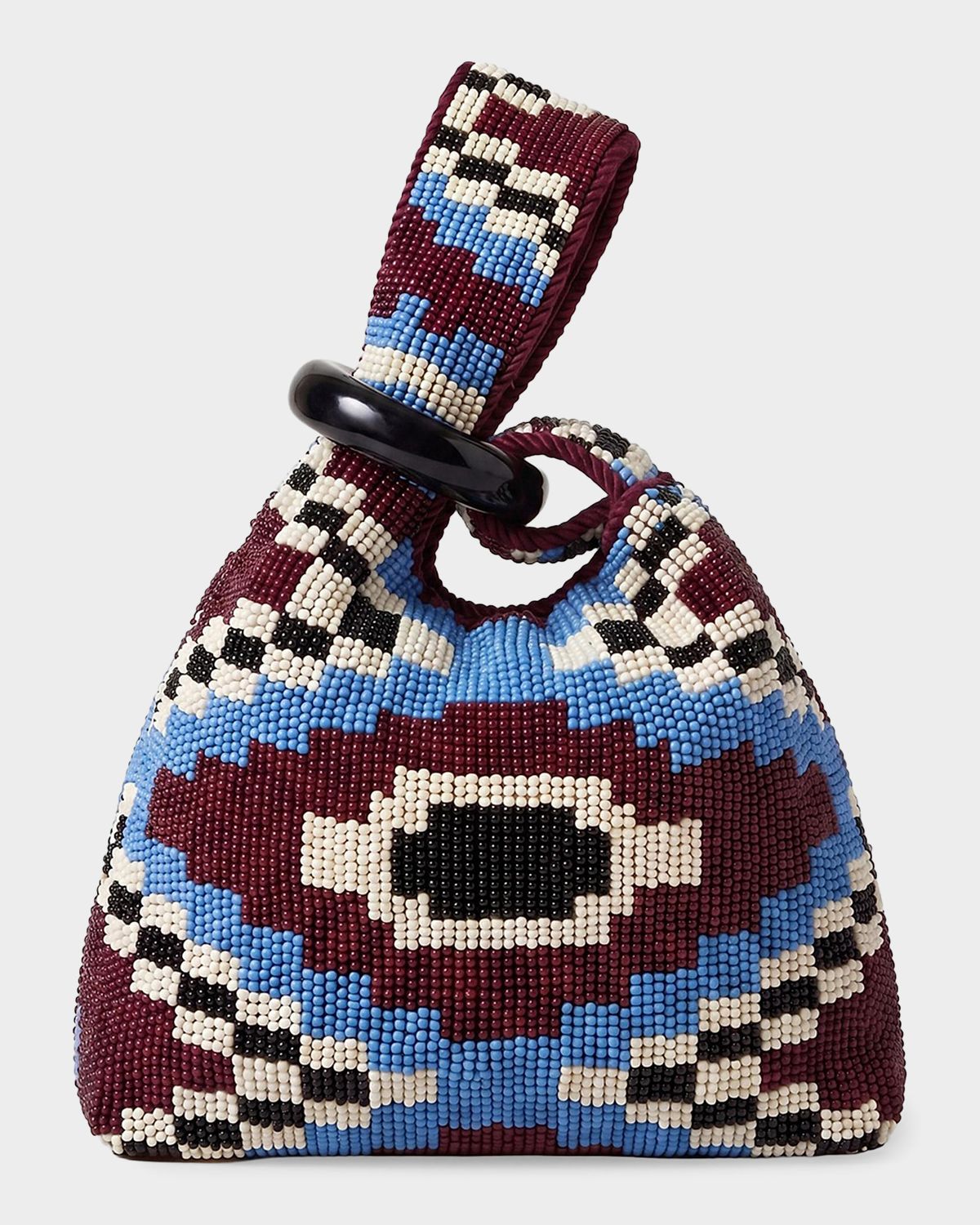Veronica Beard Swing Beaded Cotton Twill Top-Handle Bag