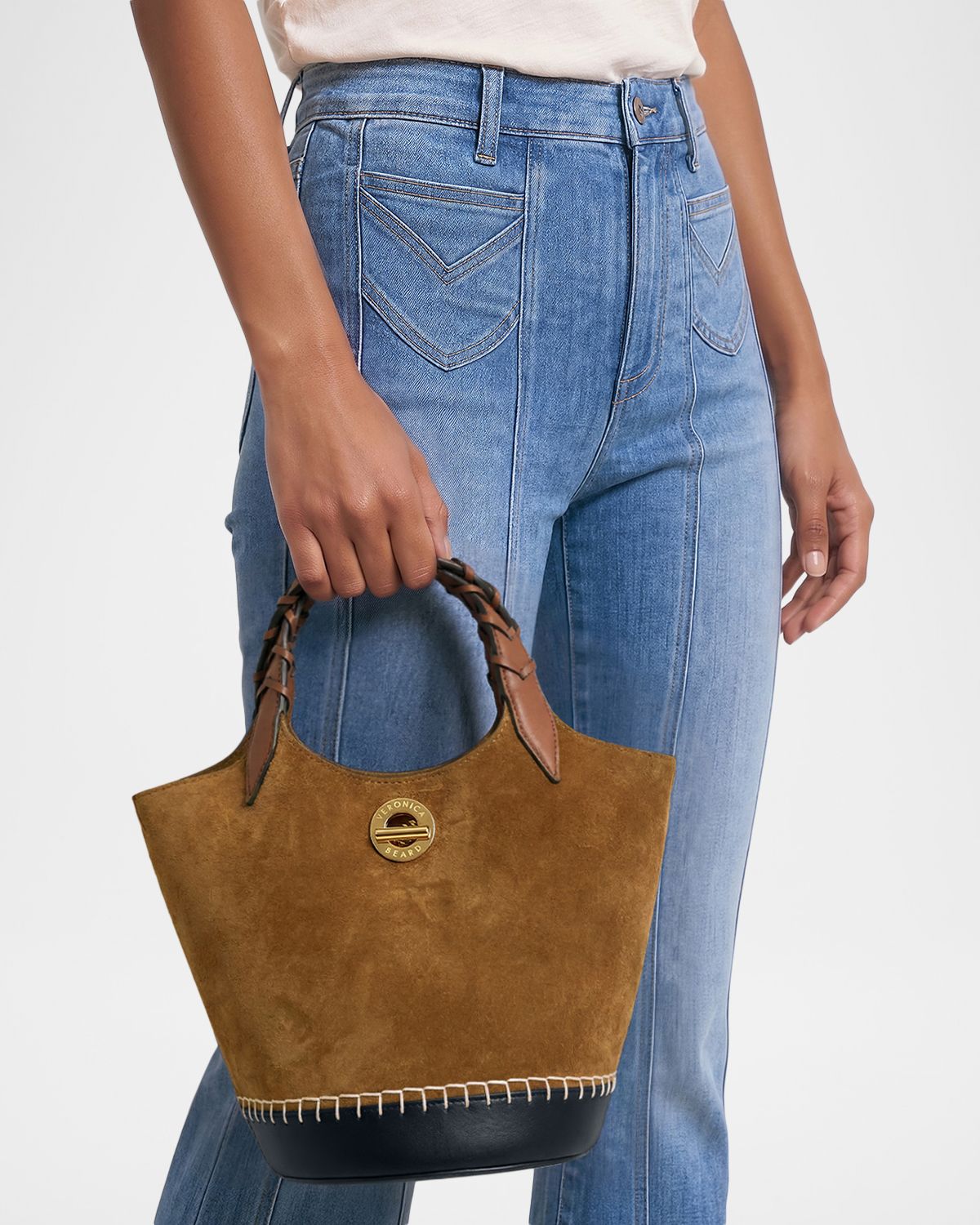 Veronica Beard Anchor Colorblock Suede & Leather Top-Handle Bag | Thumbnail 2