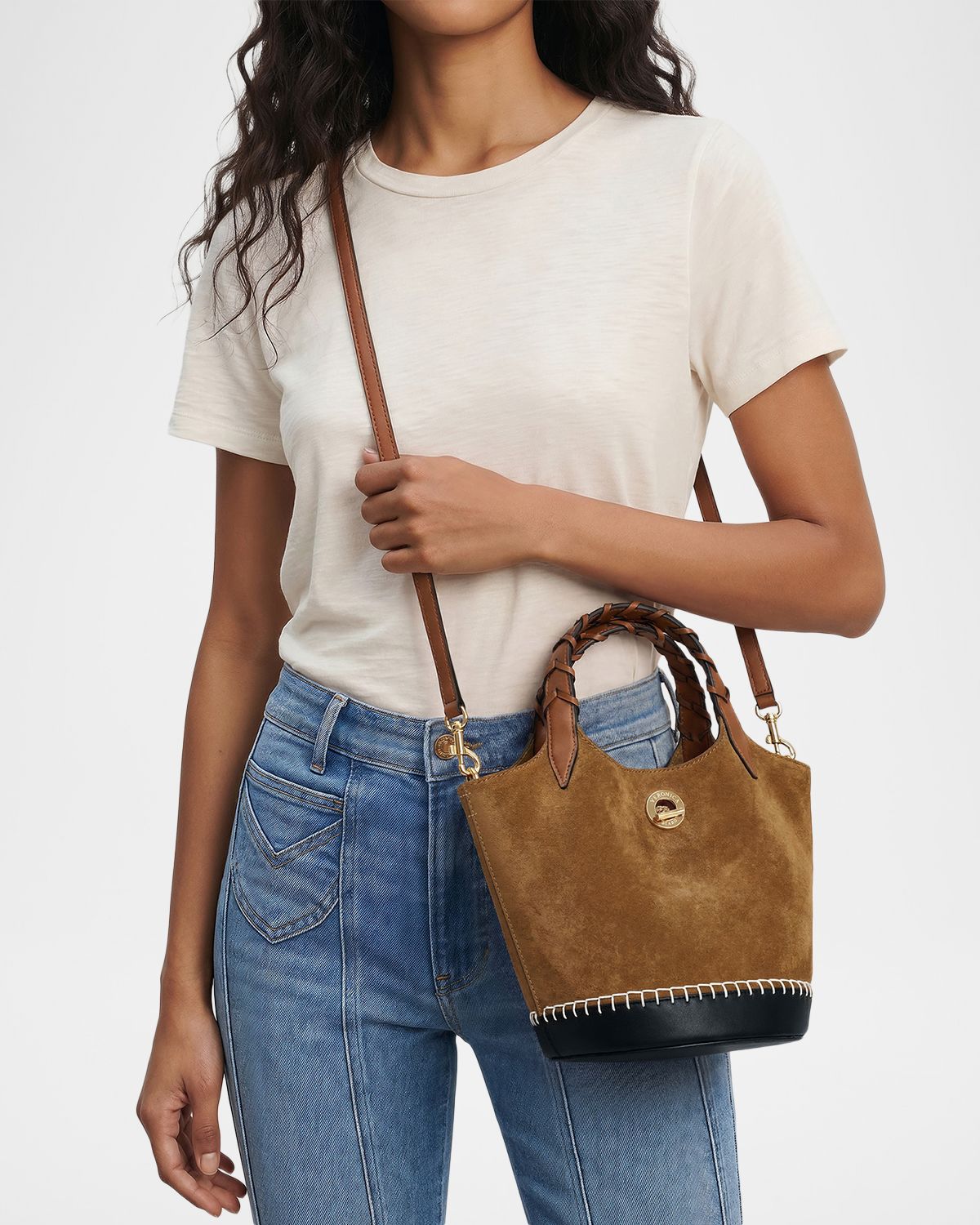 Veronica Beard Anchor Colorblock Suede & Leather Top-Handle Bag | Thumbnail 4