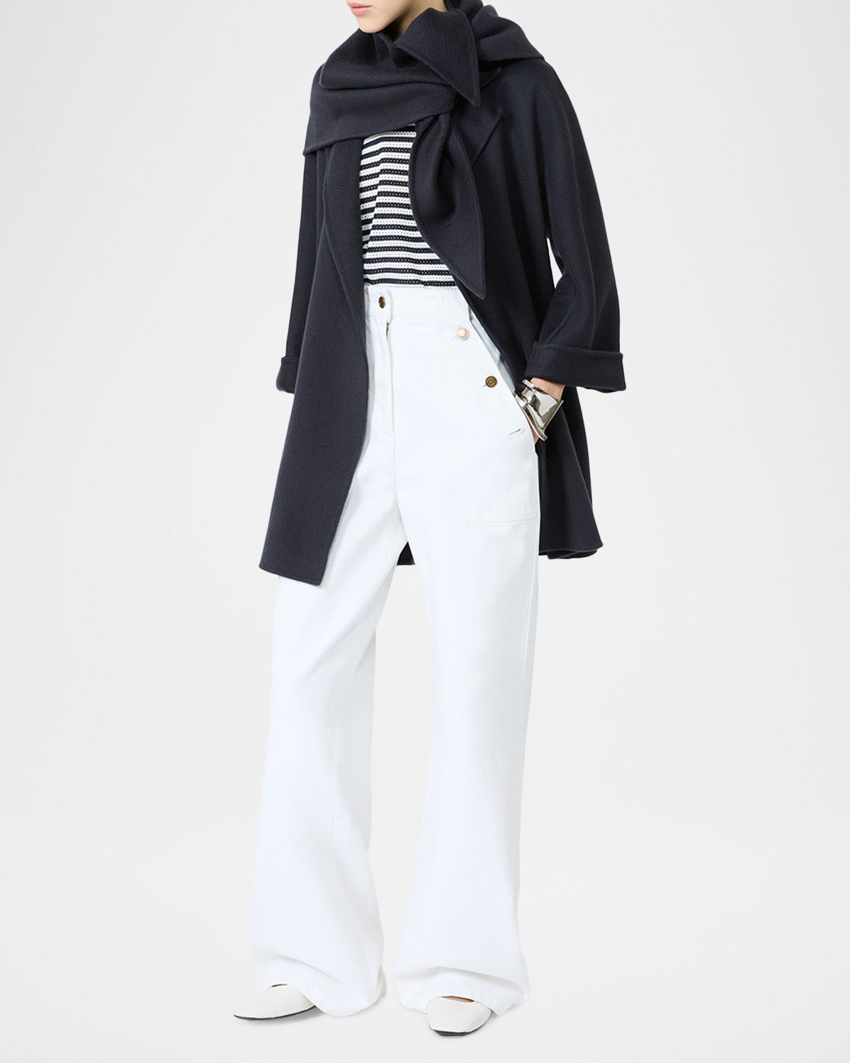Max Mara High-Rise Cotton Twill Wide-Leg Sailor Pants | Thumbnail 6 Max Mara High-Rise Cotton Twill Wide-Leg Sailor Pants | Thumbnail 6