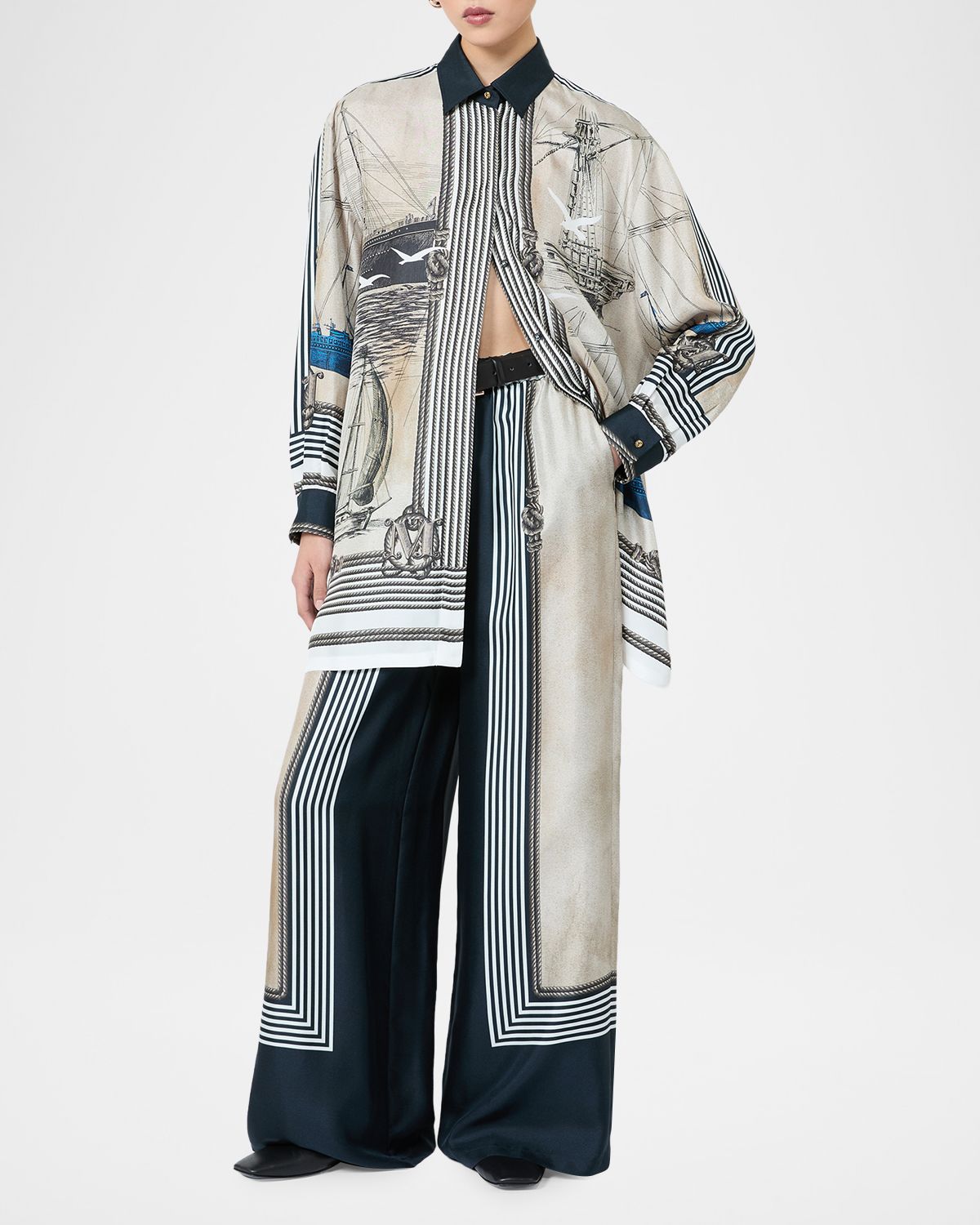 Max Mara Teglia Nautical-Print Silk Twill Tunic Shirt | Thumbnail 5 Max Mara Teglia Nautical-Print Silk Twill Tunic Shirt | Thumbnail 5