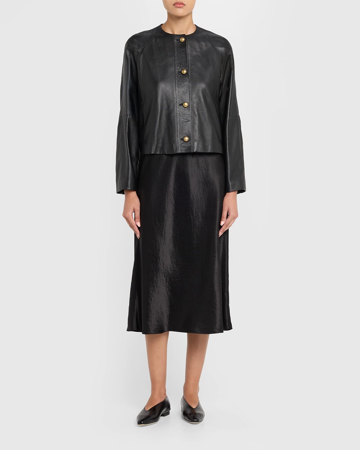 Max Mara Raglan-Sleeve Leather Single-Breasted Jacket | Thumbnail 5 Max Mara Raglan-Sleeve Leather Single-Breasted Jacket | Thumbnail 5