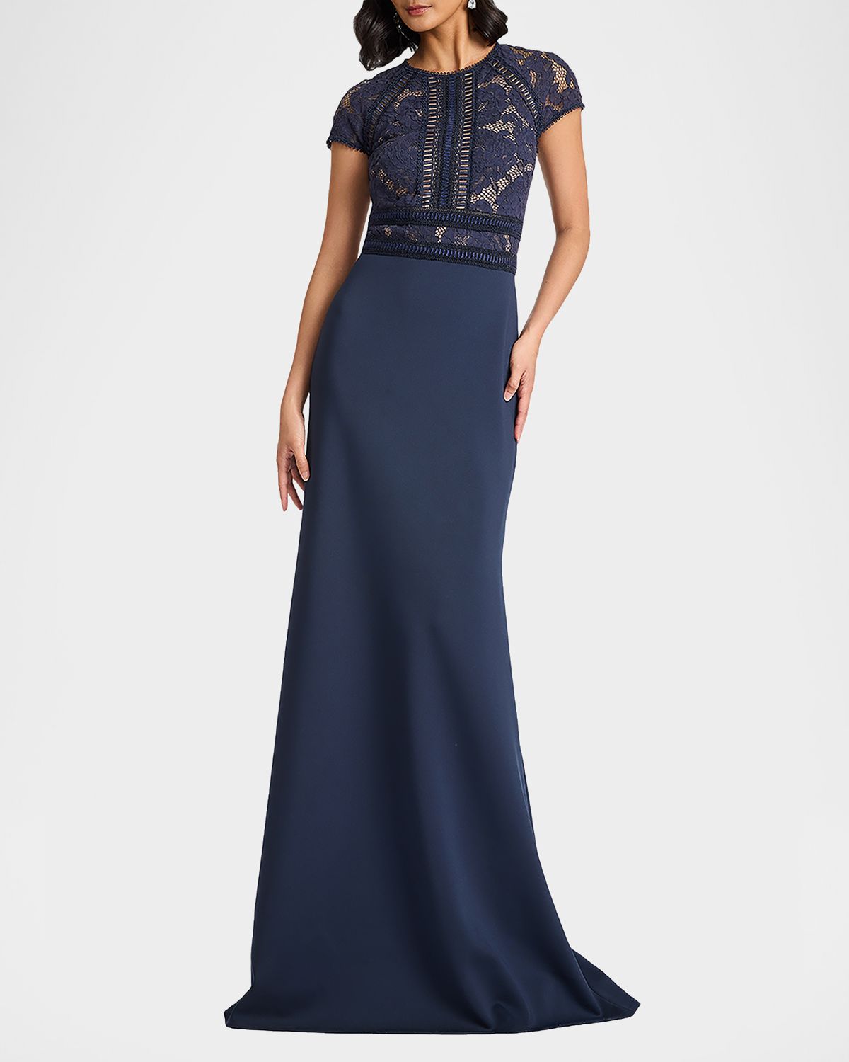 Tadashi Shoji Braid-Trim Lace & Crepe Gown | Thumbnail 4 Tadashi Shoji Braid-Trim Lace & Crepe Gown | Thumbnail 4