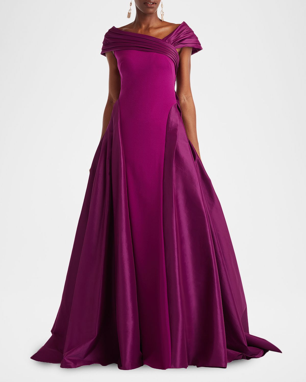 Tadashi Shoji Draped Off-Shoulder Crepe Ball Gown | Thumbnail 5 Tadashi Shoji Draped Off-Shoulder Crepe Ball Gown | Thumbnail 5