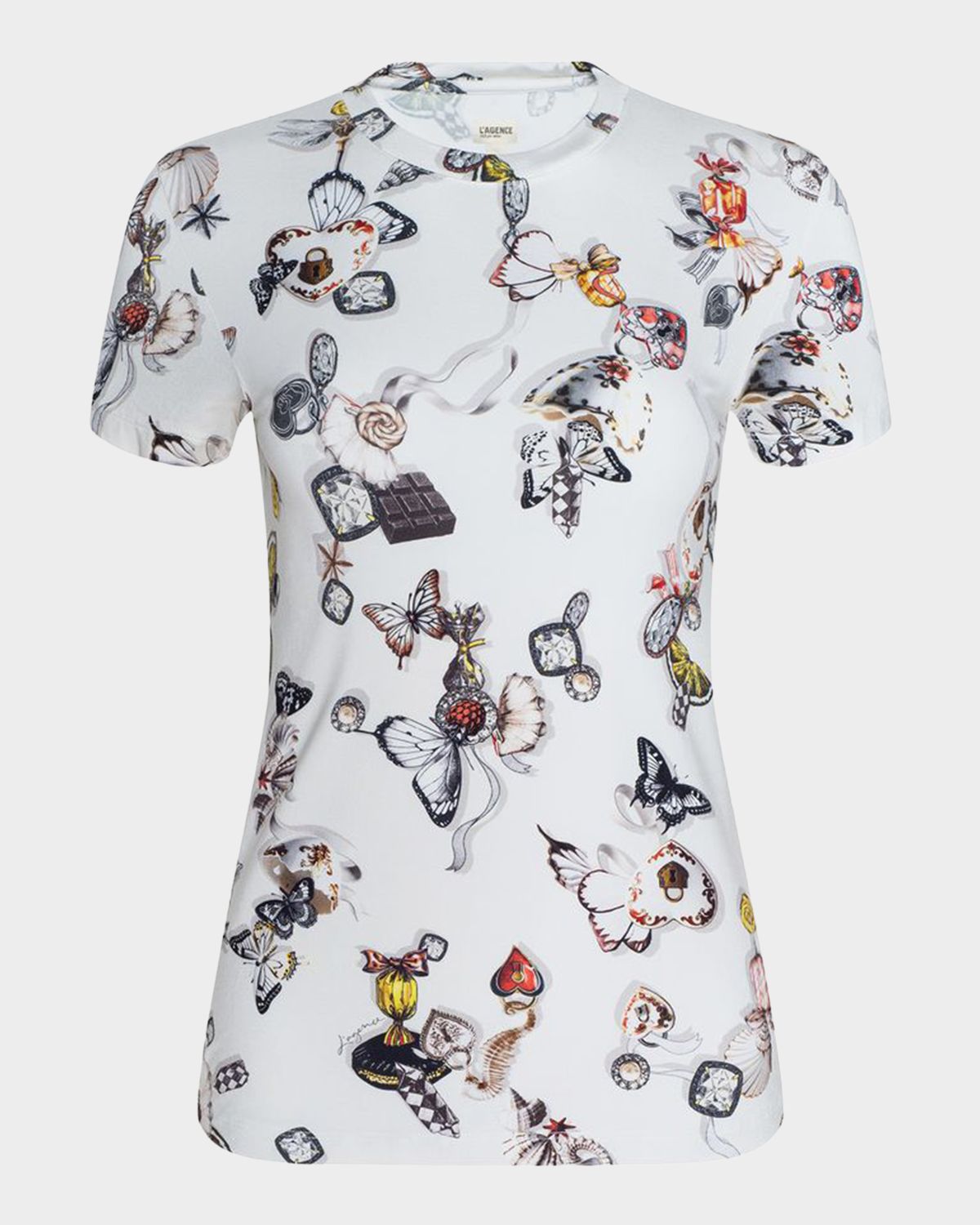 L 'Agence Ressi Short-Sleeve Butterfly Charm Tee