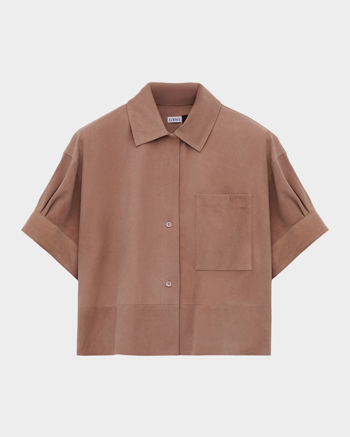 Loewe x Paula 's Ibiza Suede Short-Sleeve Button-Down Shirt