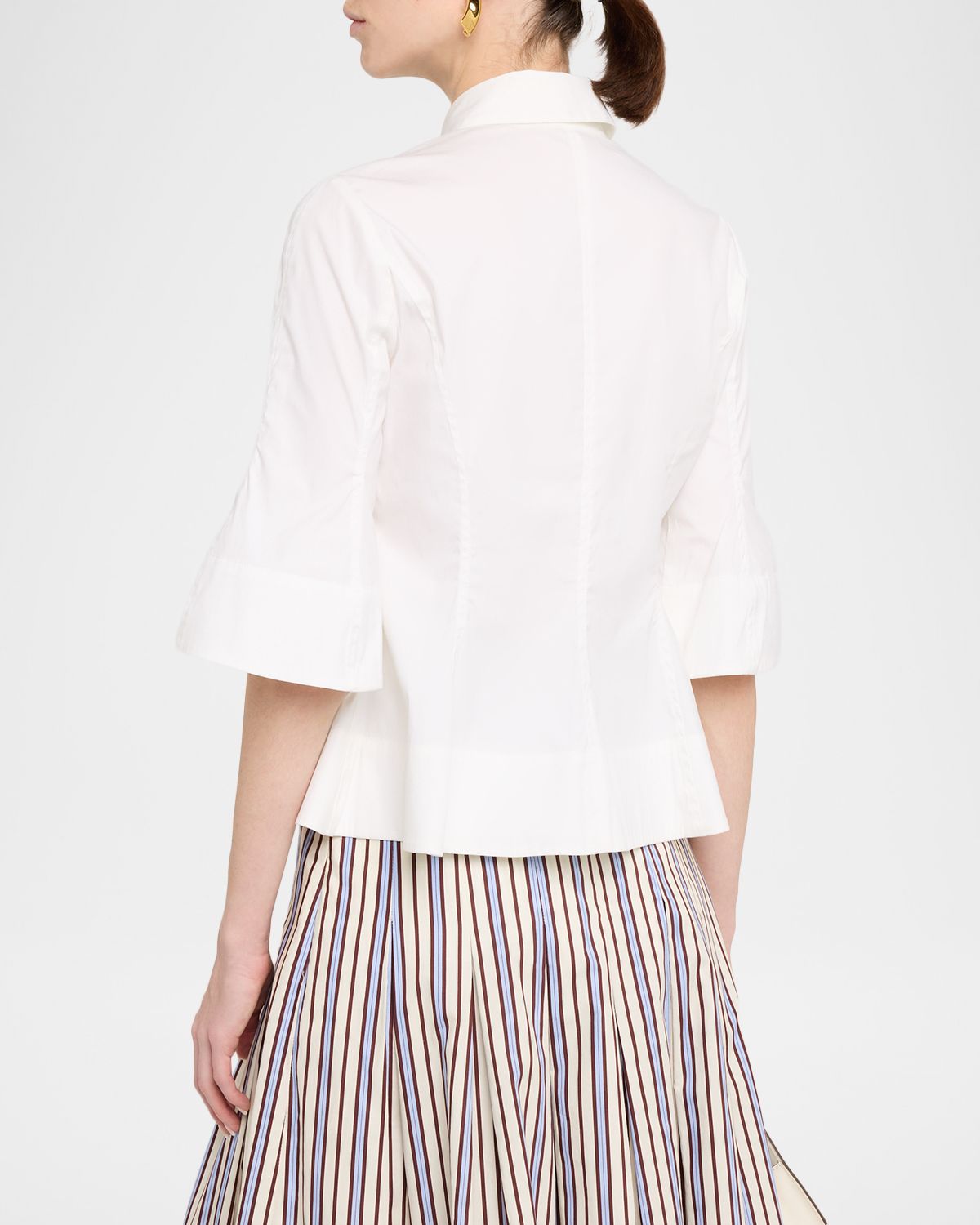 Lela Rose Cotton Poplin Bell-Sleeve Top | Thumbnail 3 Lela Rose Cotton Poplin Bell-Sleeve Top | Thumbnail 3