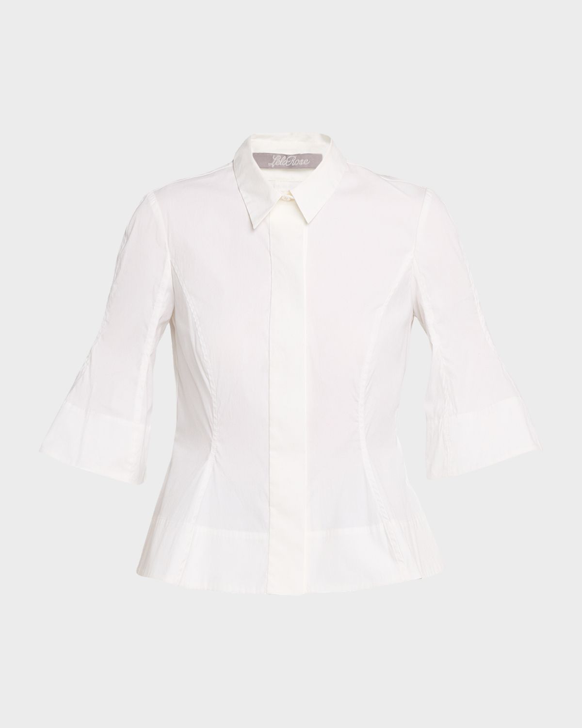 Lela Rose Cotton Poplin Bell-Sleeve Top - Women's Clothing