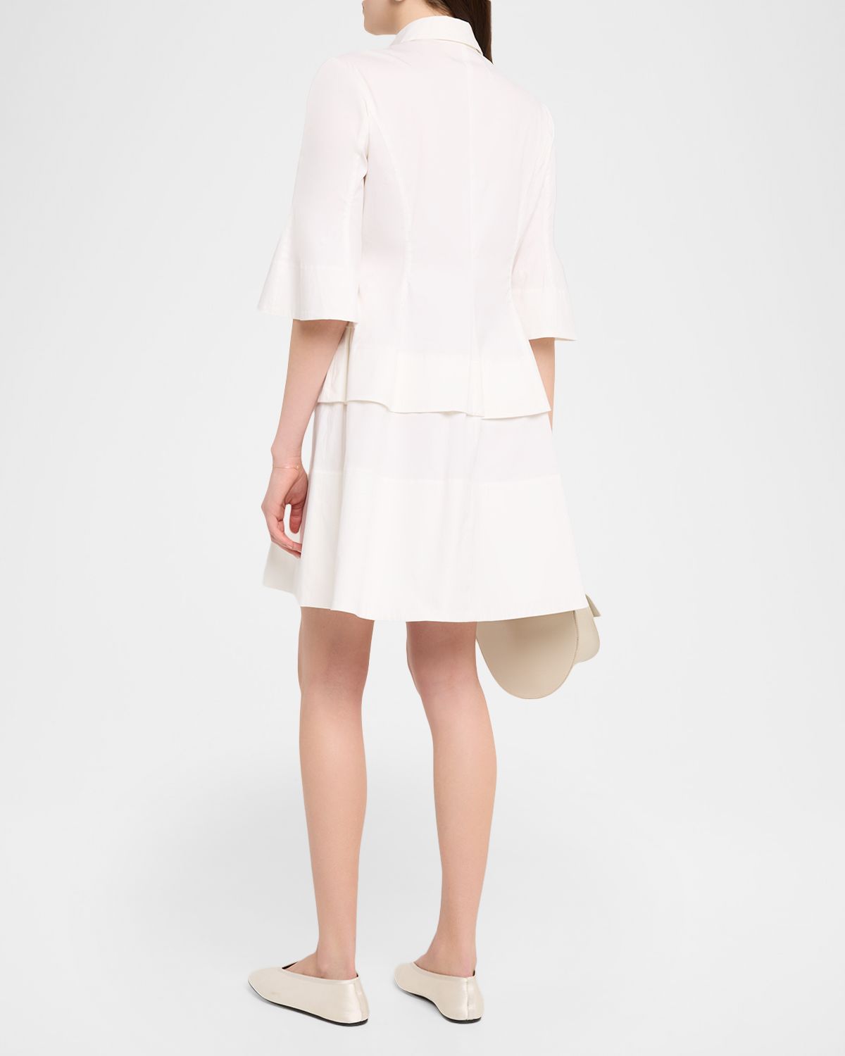 Lela Rose Cotton Poplin Tiered Mini Shirtdress | Thumbnail 3 Lela Rose Cotton Poplin Tiered Mini Shirtdress | Thumbnail 3