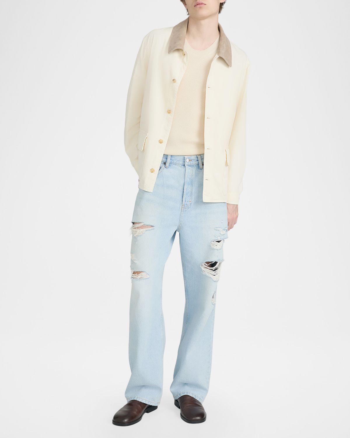 FRAME Men 's Corduroy-Collar Canvas Shirt Jacket | Thumbnail 2
