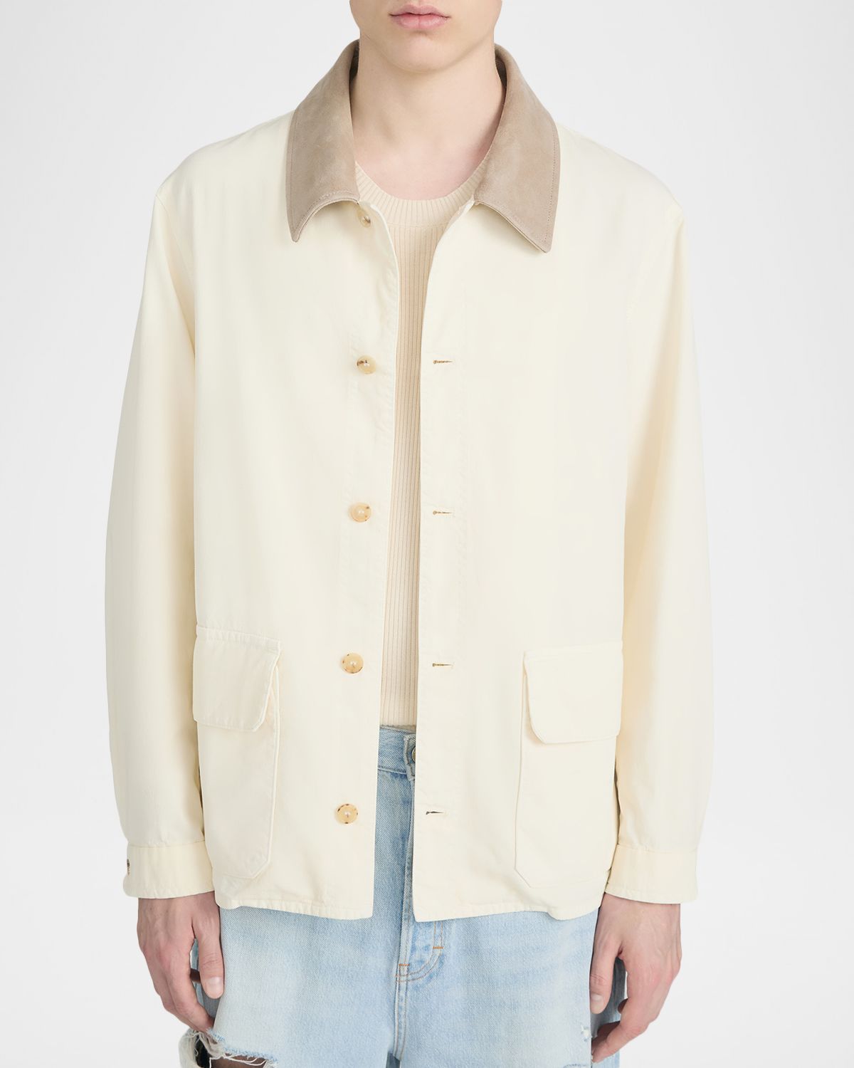 FRAME Men 's Corduroy-Collar Canvas Shirt Jacket | Thumbnail 4