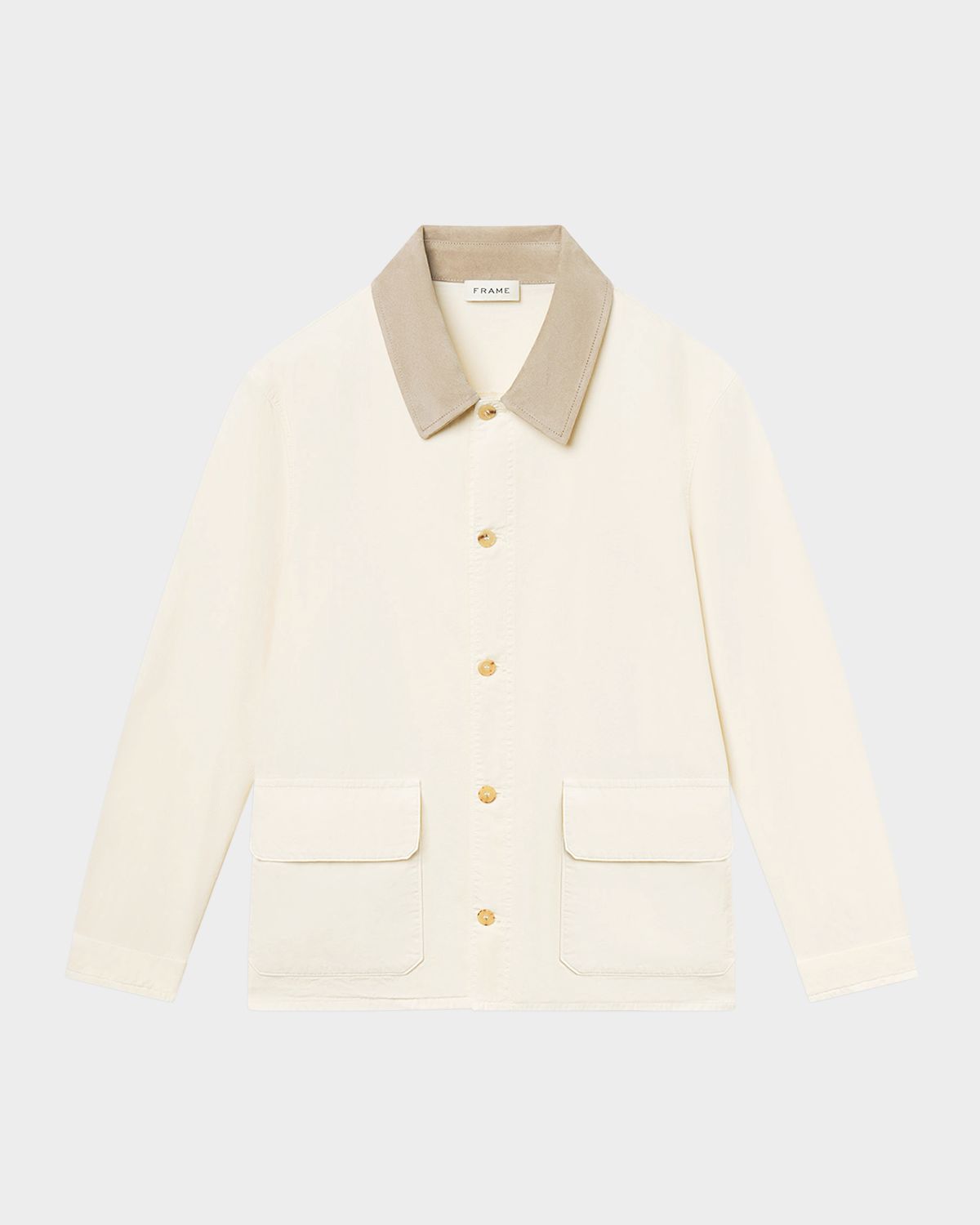 FRAME Men 's Corduroy-Collar Canvas Shirt Jacket