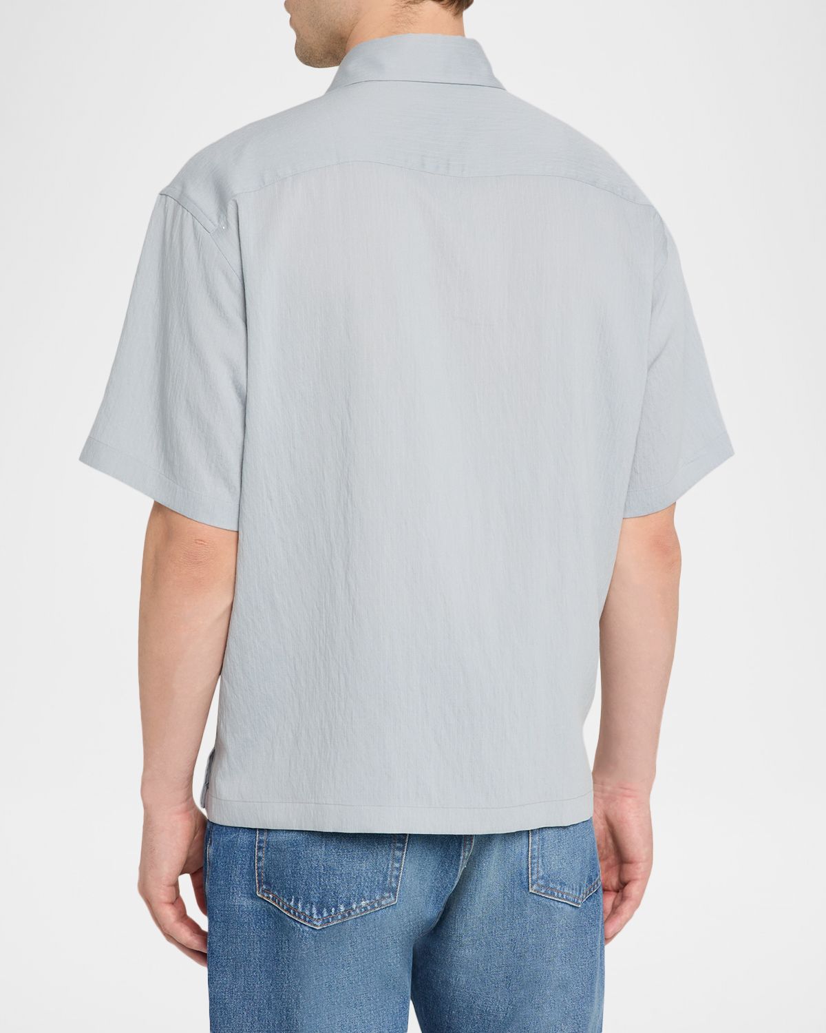 FRAME Men 's Viscose Blend Pocket Short-Sleeve Shirt | Thumbnail 3 FRAME Men 's Viscose Blend Pocket Short-Sleeve Shirt | Thumbnail 3