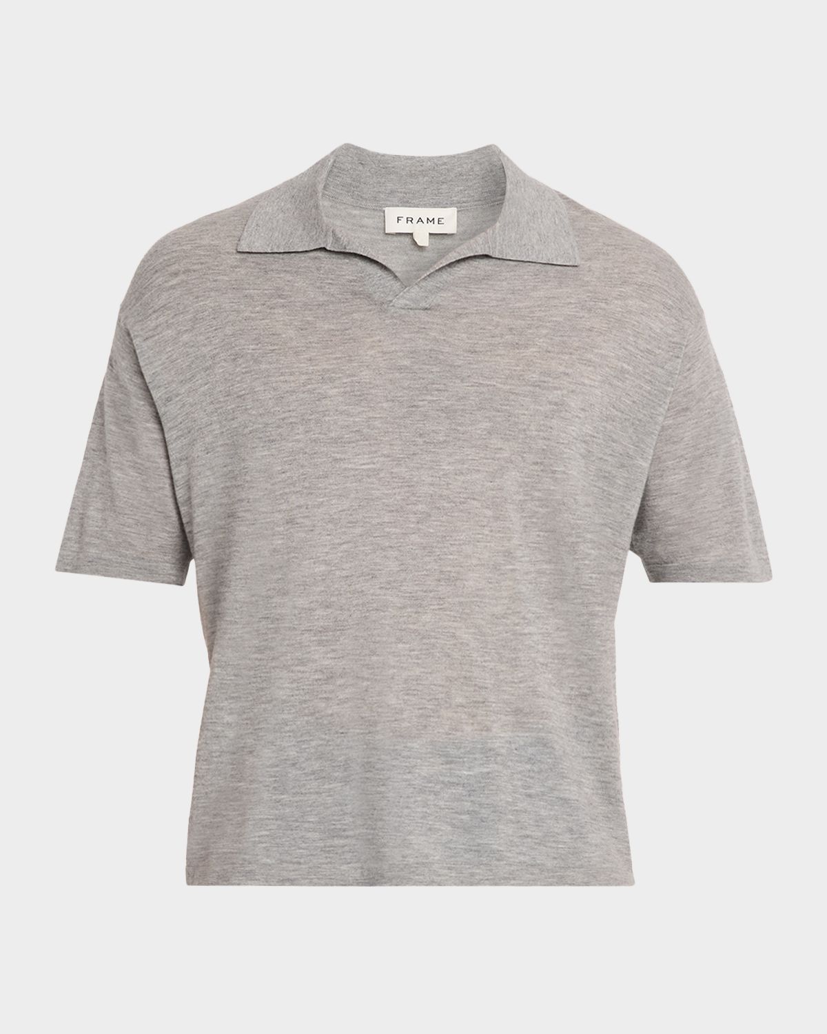 FRAME Men 's Wool and Cashmere Johnny Collar Short-Sleeve Polo Sweater