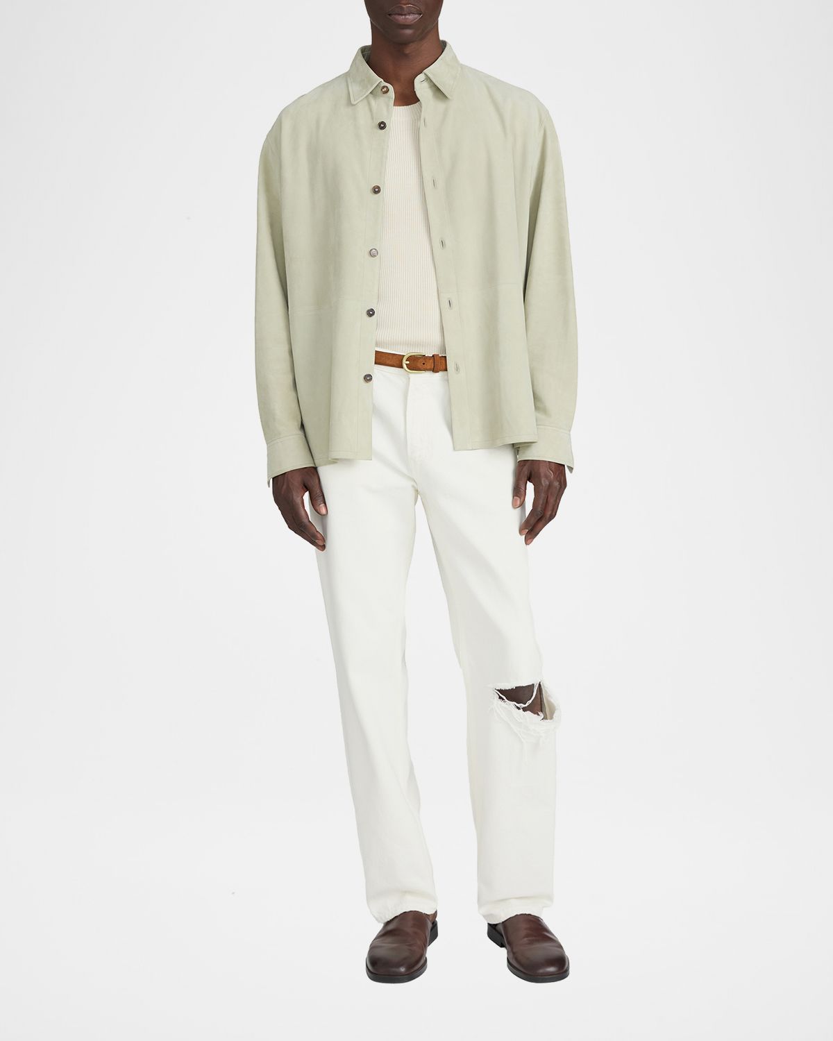 FRAME Men 's Suede Button-Down Shirt | Thumbnail 5
