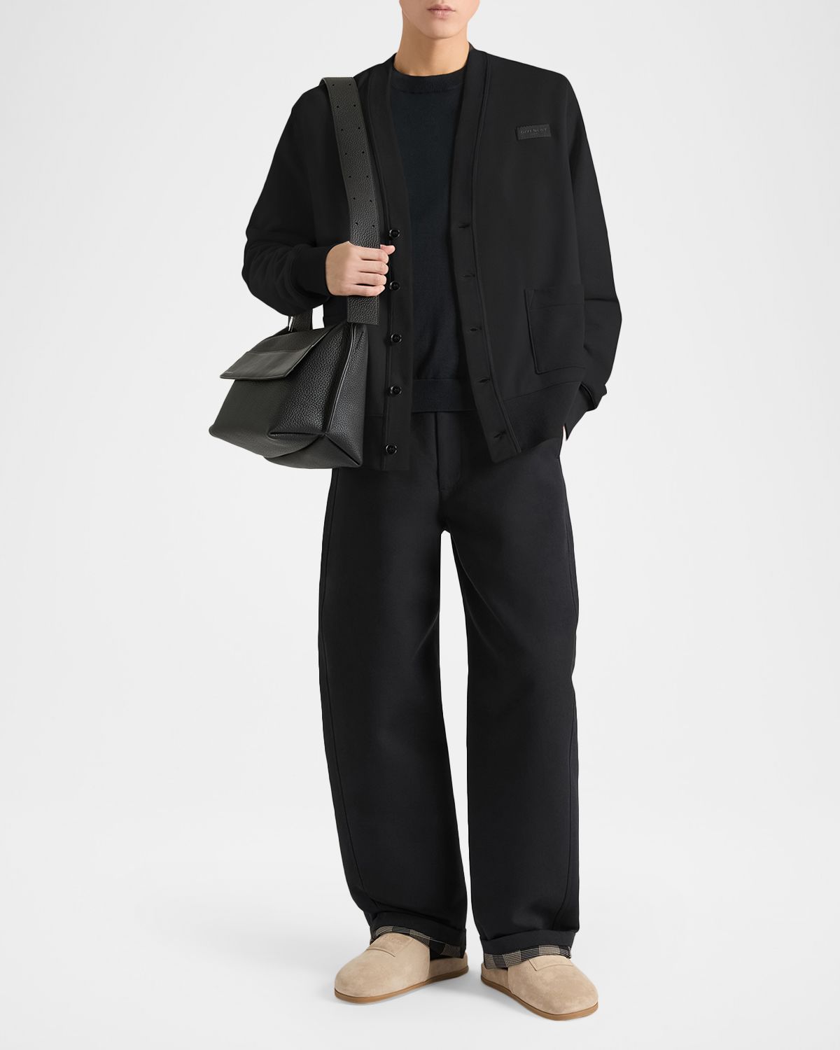 Givenchy Men 's Lined Cotton Knit Cardigan with Label | Thumbnail 6