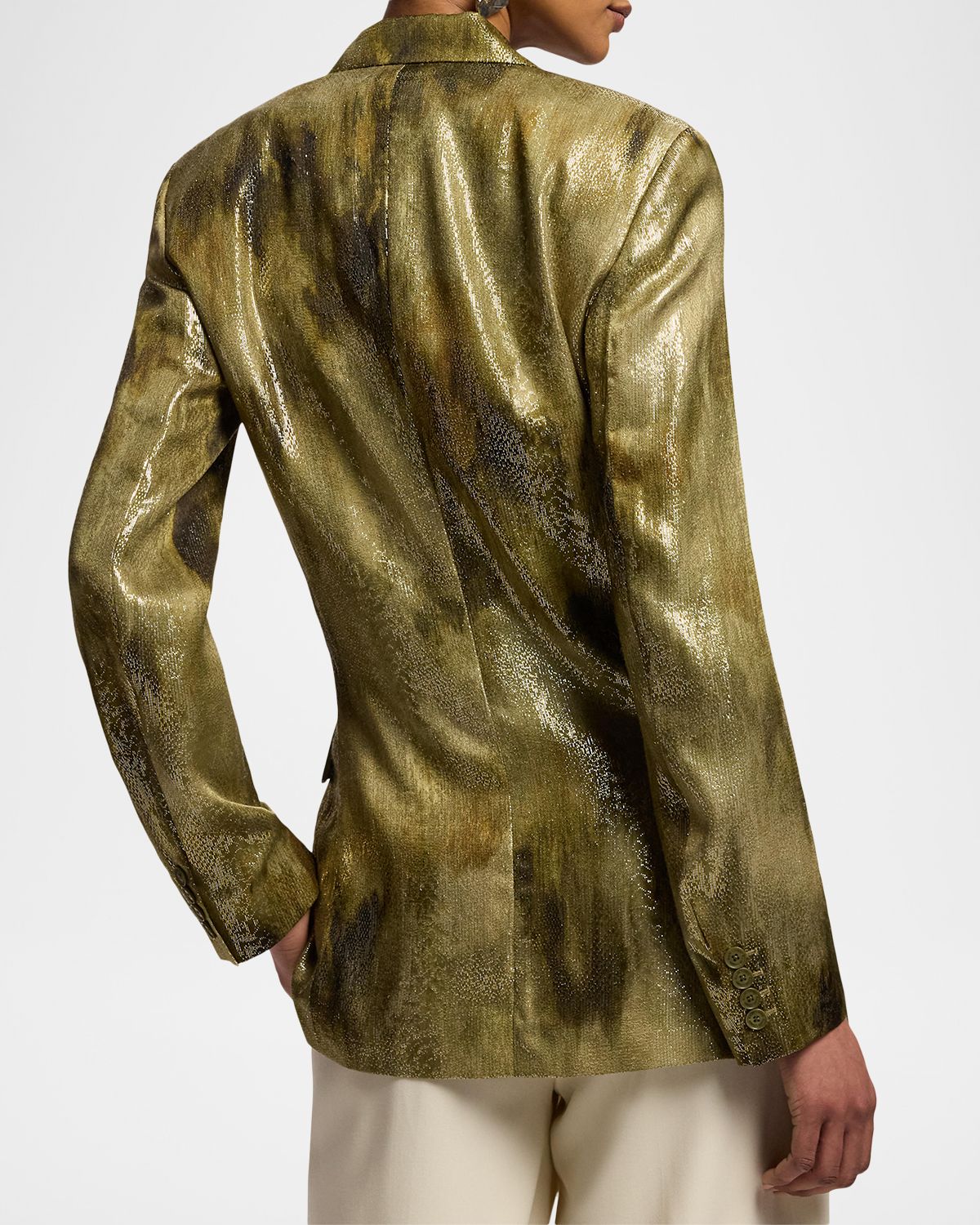 Ralph Lauren Collection Abstract Metallic Silk Single-Breasted Jacket | Thumbnail 3