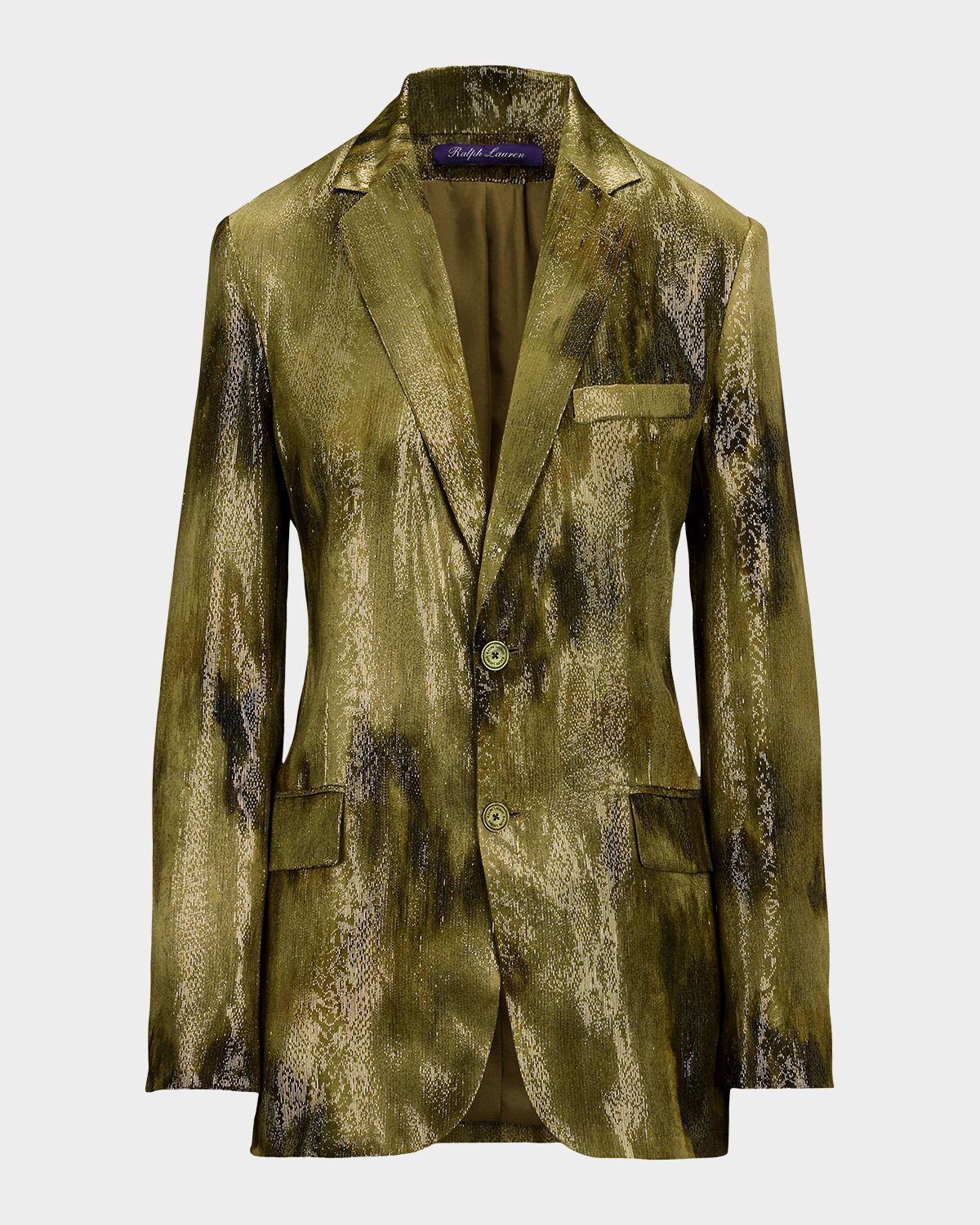 Ralph Lauren Collection Abstract Metallic Silk Single-Breasted Jacket