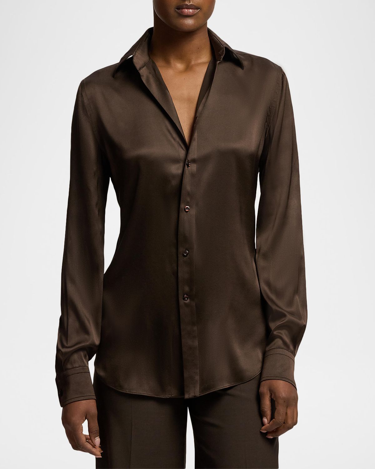 Ralph Lauren Collection Silk Classic Button-Down Shirt | Thumbnail 4 Ralph Lauren Collection Silk Classic Button-Down Shirt | Thumbnail 4