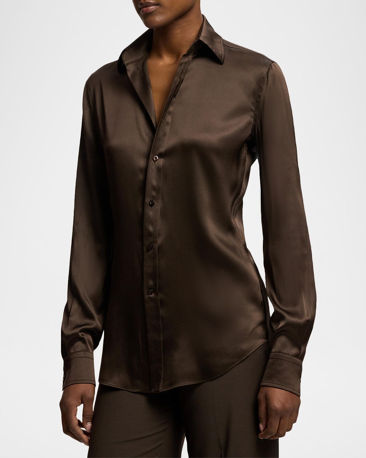 Ralph Lauren Collection Silk Classic Button-Down Shirt | Thumbnail 6 Ralph Lauren Collection Silk Classic Button-Down Shirt | Thumbnail 6