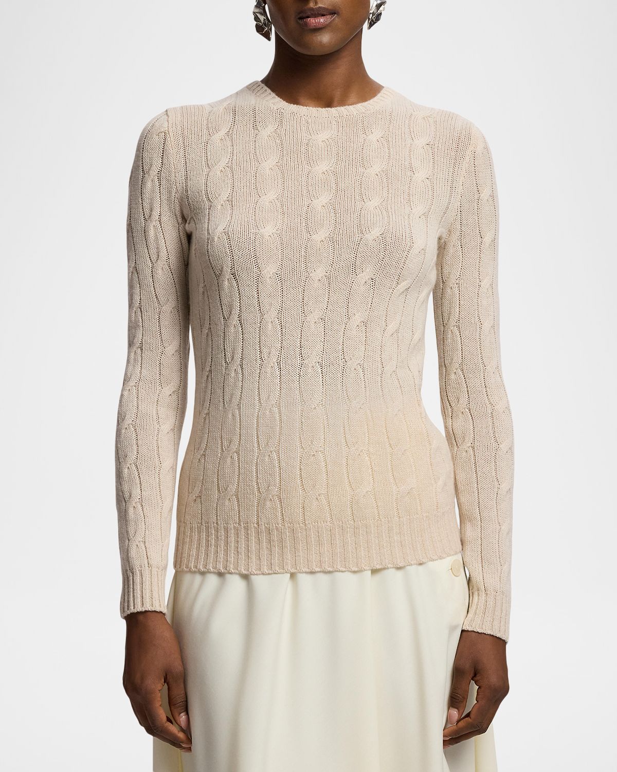 Ralph Lauren Collection Cable-Knit Cashmere Crewneck Sweater | Thumbnail 4