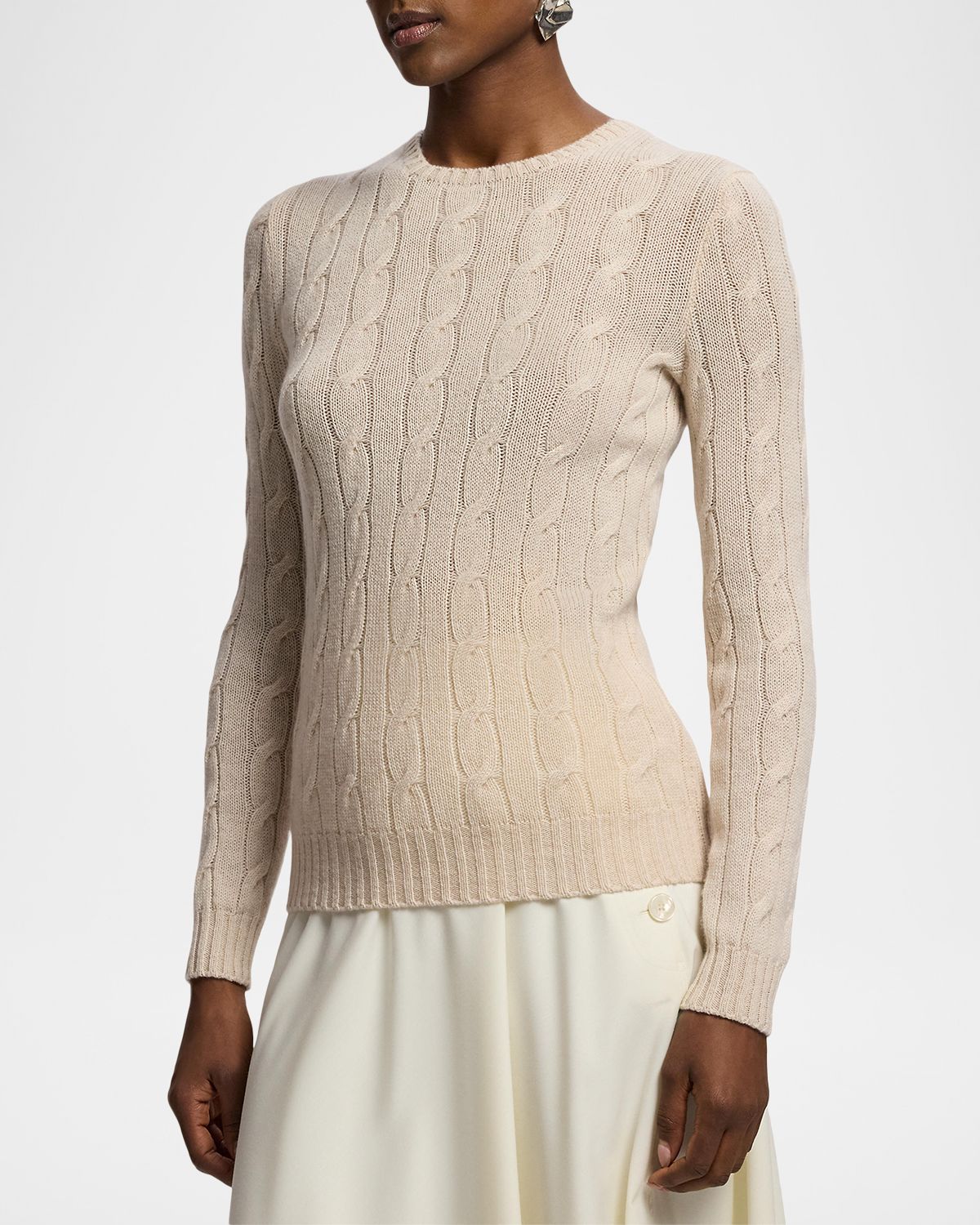 Ralph Lauren Collection Cable-Knit Cashmere Crewneck Sweater | Thumbnail 6