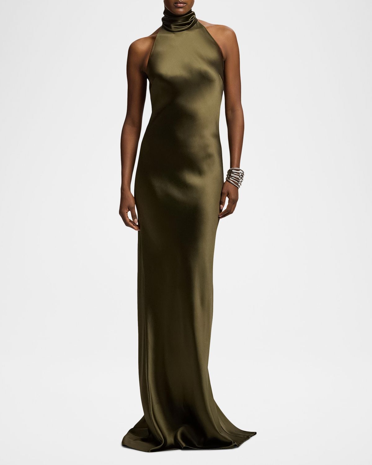 Ralph Lauren Collection Chilton Stretch Satin Halter Evening Dress | Thumbnail 2