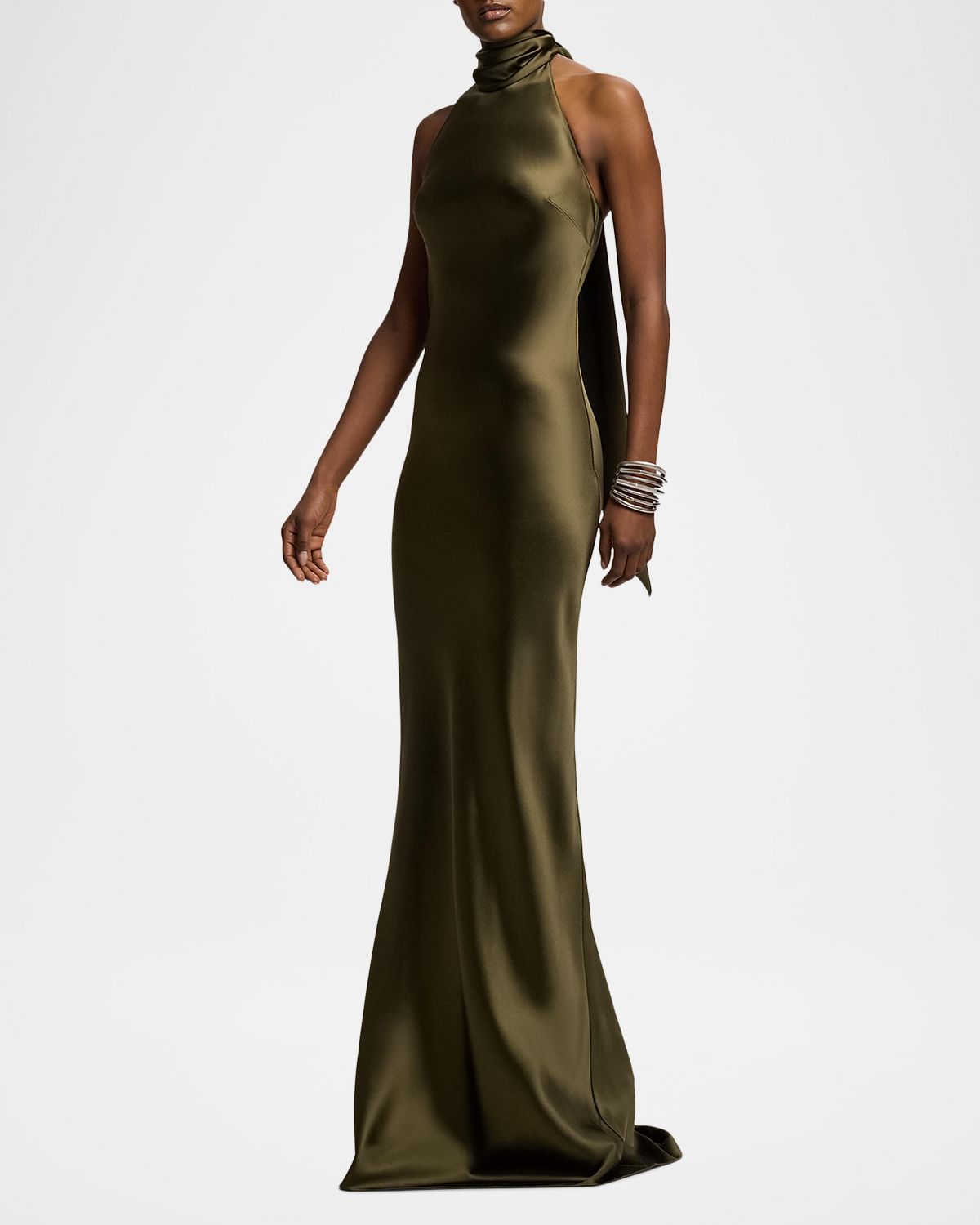 Ralph Lauren Collection Chilton Stretch Satin Halter Evening Dress | Thumbnail 5