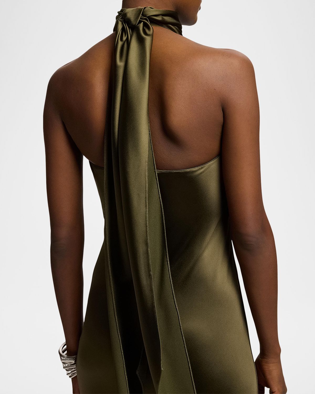 Ralph Lauren Collection Chilton Stretch Satin Halter Evening Dress | Thumbnail 4