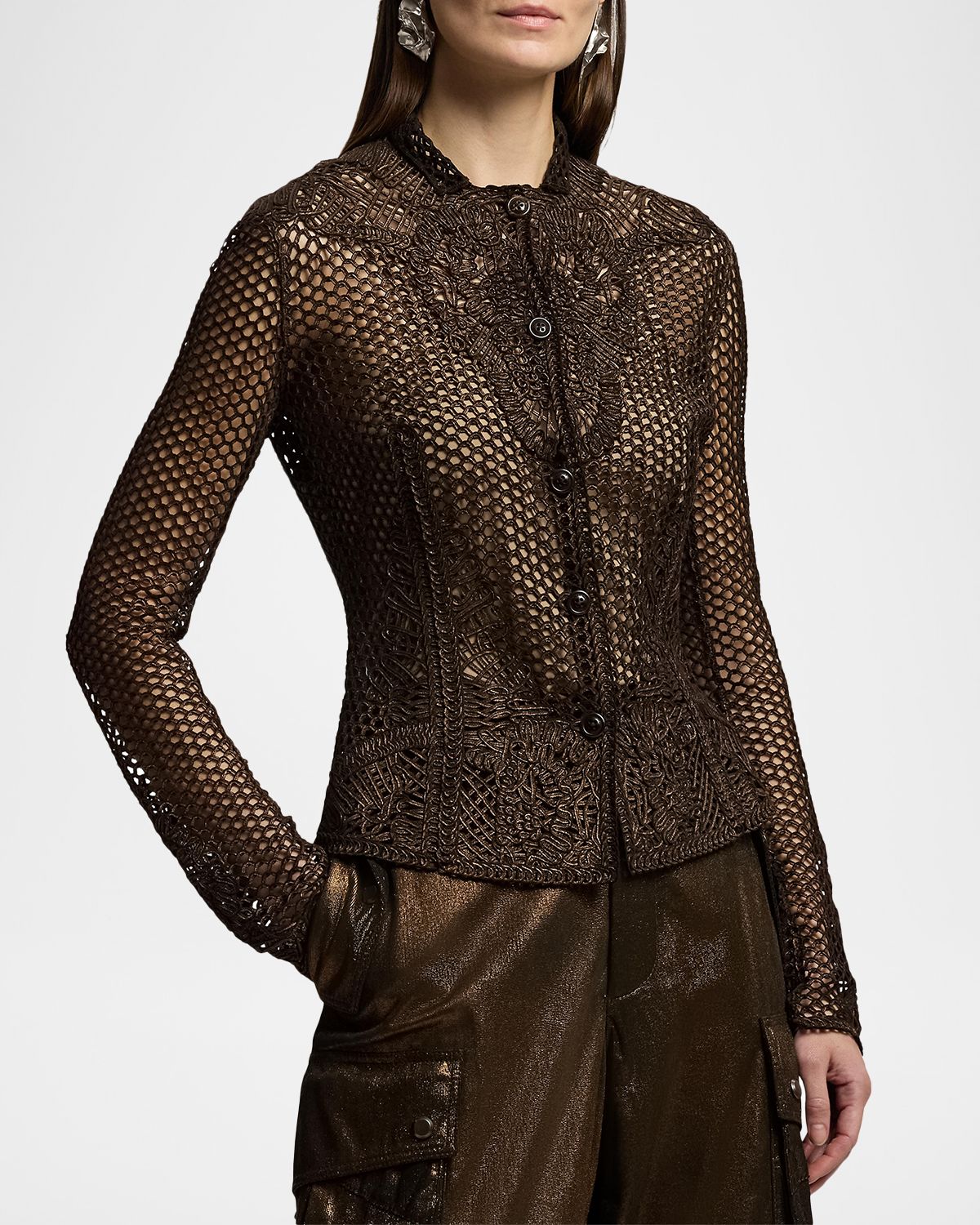 Ralph Lauren Collection Wes Foiled Lamb-Suede Jacket | Thumbnail 4