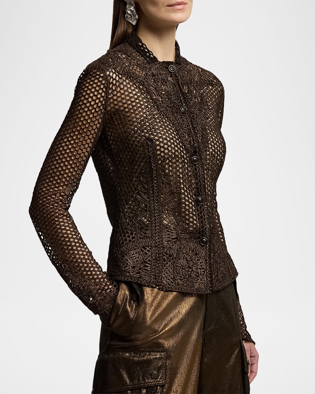 Ralph Lauren Collection Wes Foiled Lamb-Suede Jacket | Thumbnail 6