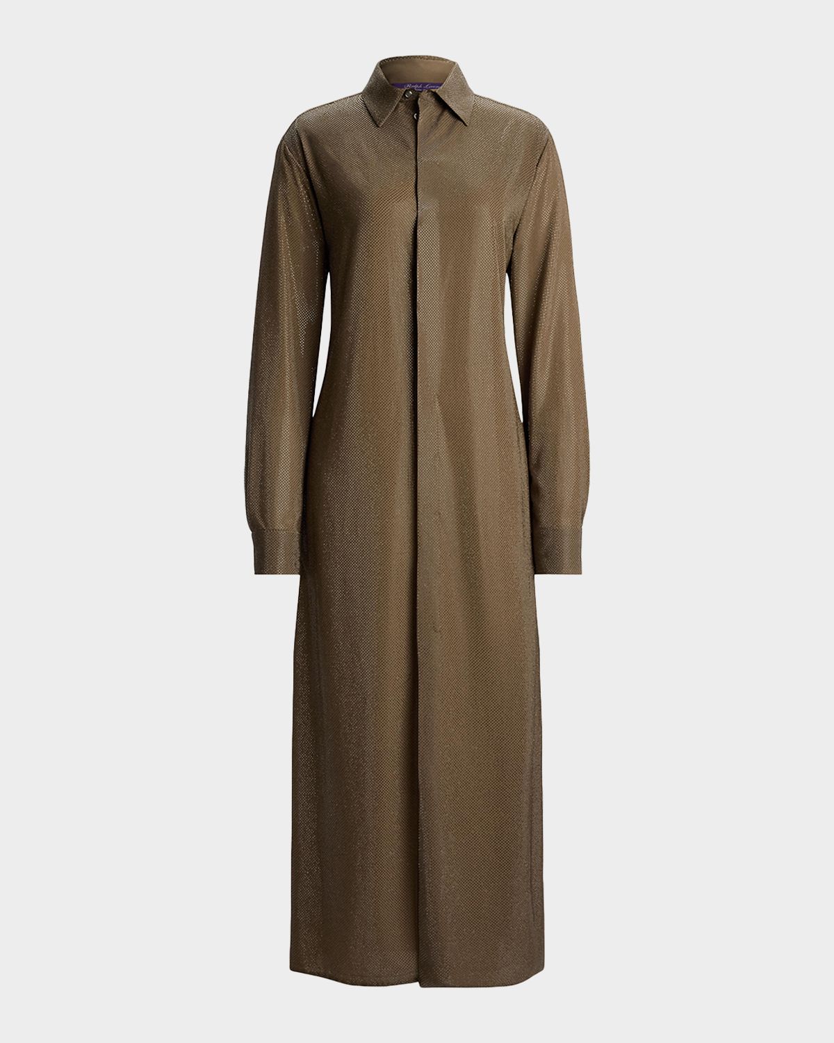 Ralph Lauren Collection Embellished Double Silk Georgette Midi Shirtdress