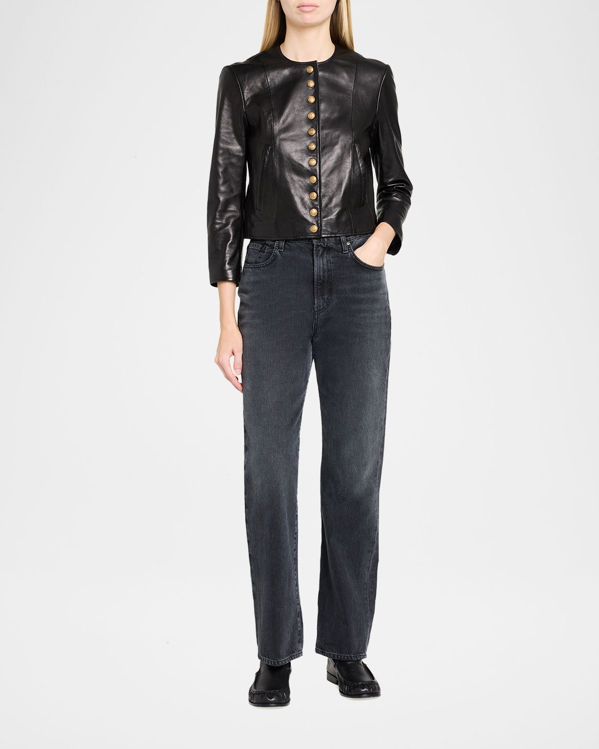 R13 Front-Snap Leather Jacket | Thumbnail 2