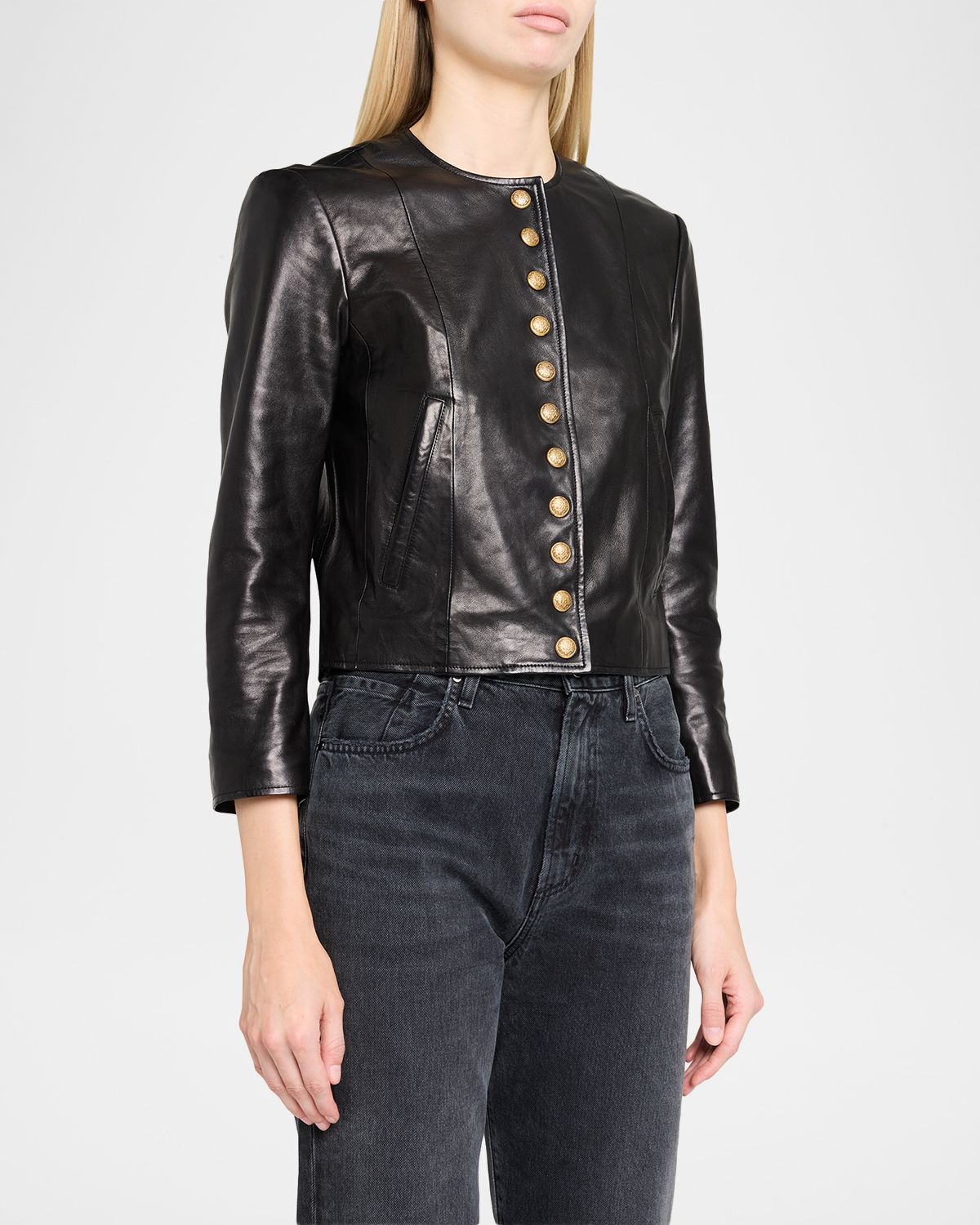 R13 Front-Snap Leather Jacket | Thumbnail 4