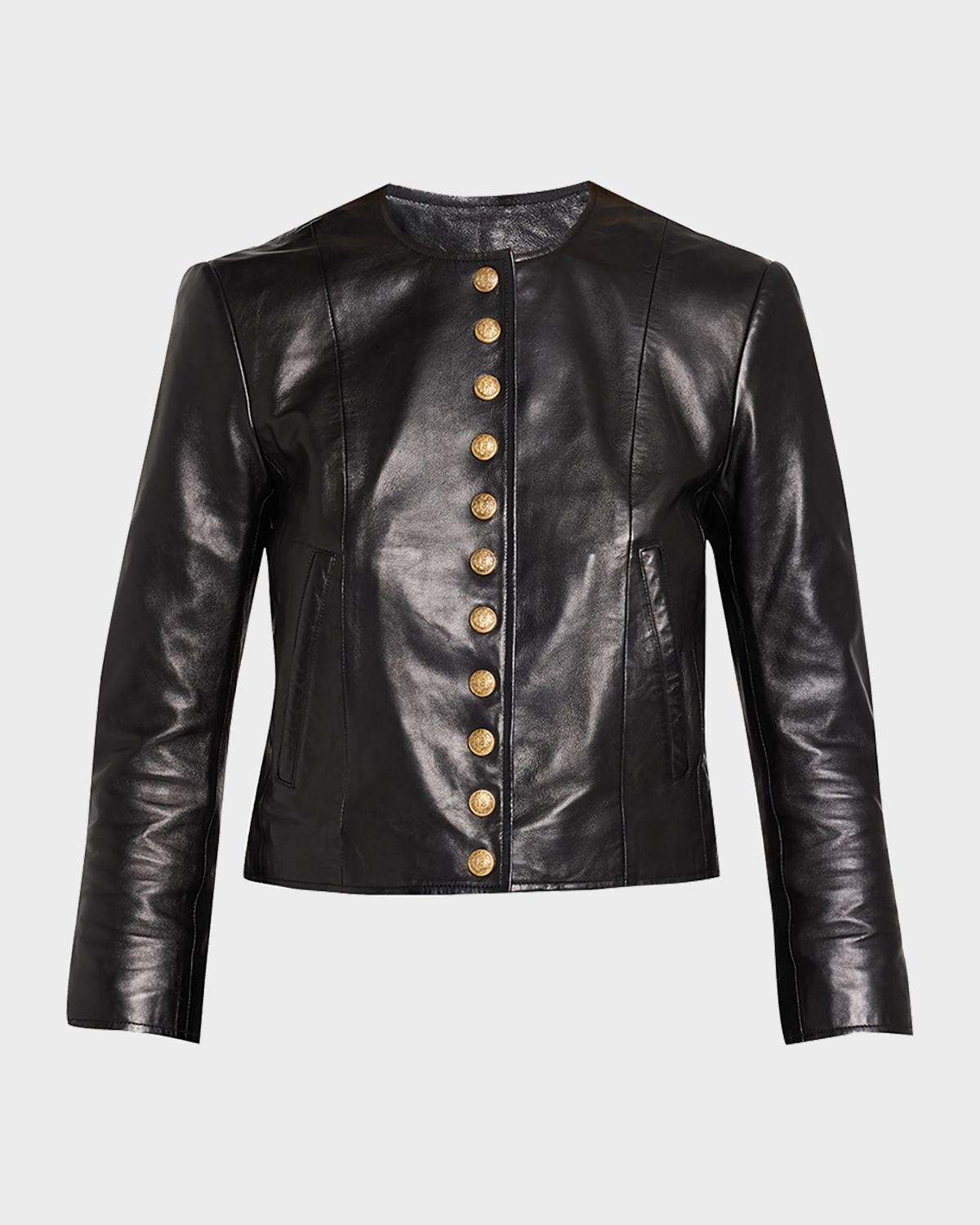 R13 Front-Snap Leather Jacket