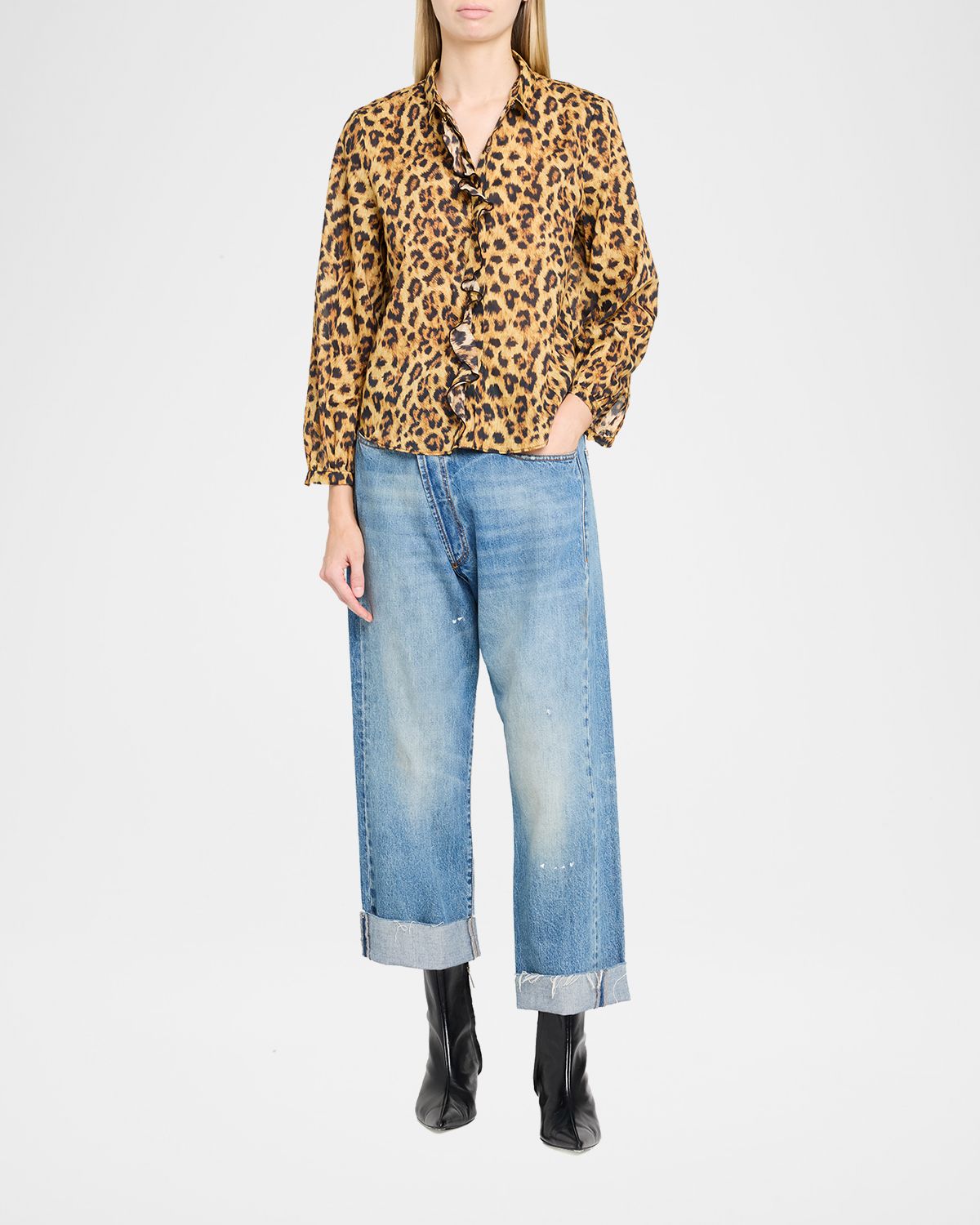 R13 Leopard-Print Cotton Ruffle Blouse | Thumbnail 2 R13 Leopard-Print Cotton Ruffle Blouse | Thumbnail 2