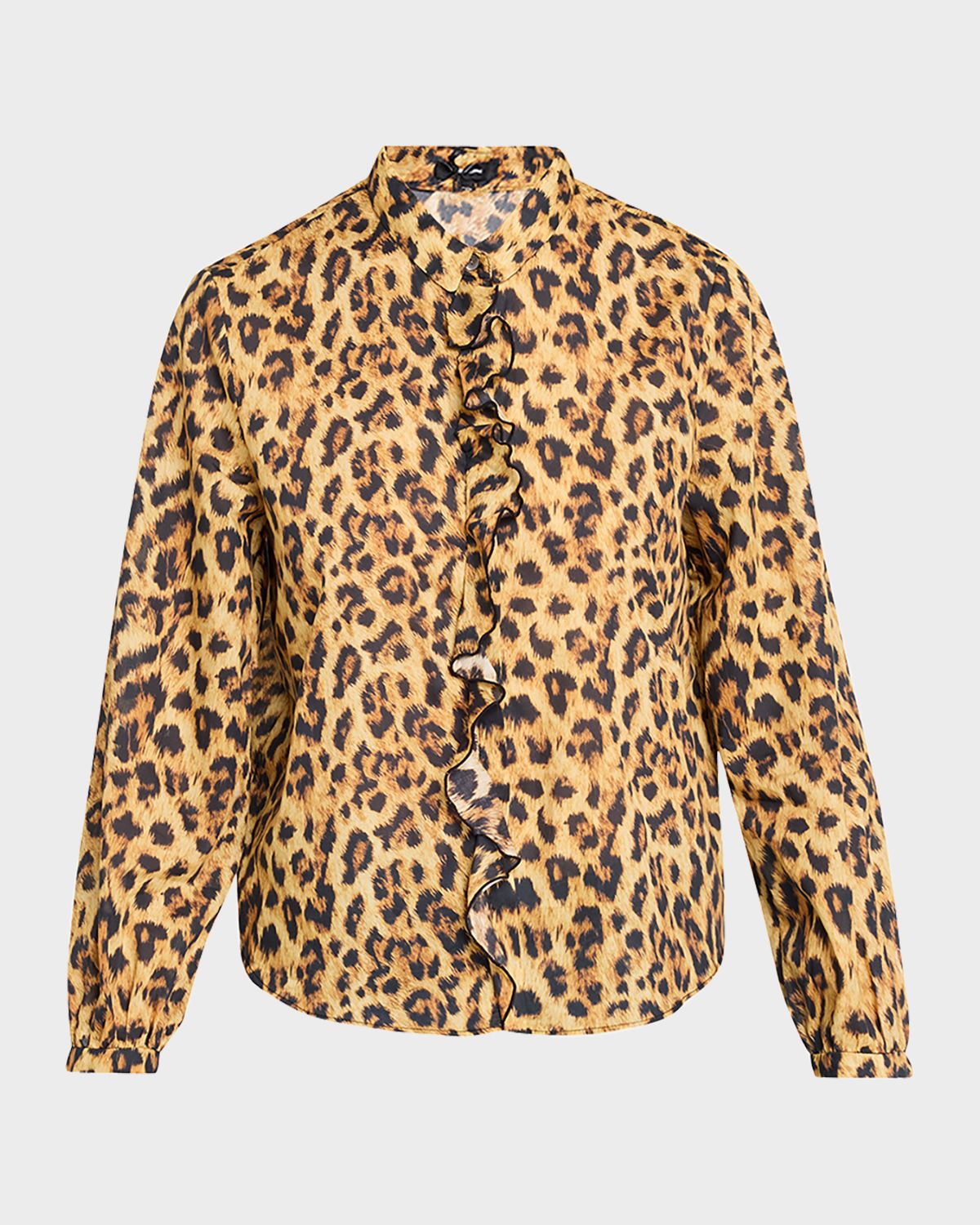 R13 Leopard-Print Cotton Ruffle Blouse